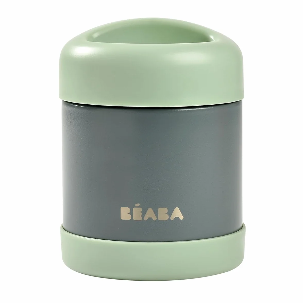 Béaba Vasetto Termico per Conservazione Alimenti 300 ml Inox Doppia Parete Ermetico Grigio minerale/verde salvia
