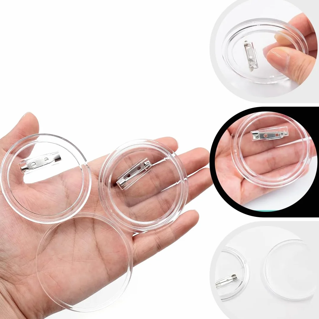 Spille Rotonde Trasparenti 6 cm, Kit Artigianali per Lavori Fai da Te e Attività con la Carta