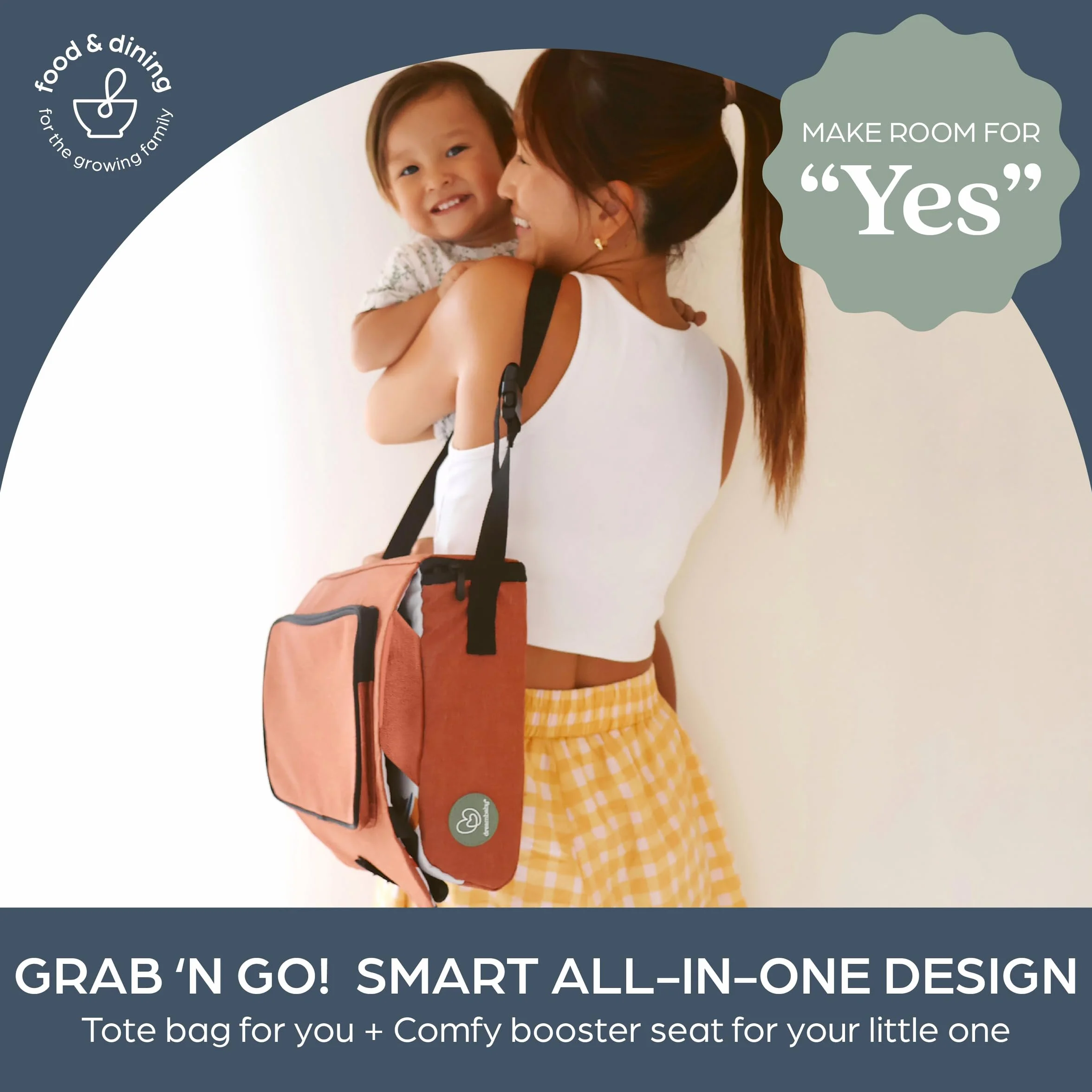 Dreambaby Seggiolone portatile per bambini con scomparti portaoggetti leggero compatto