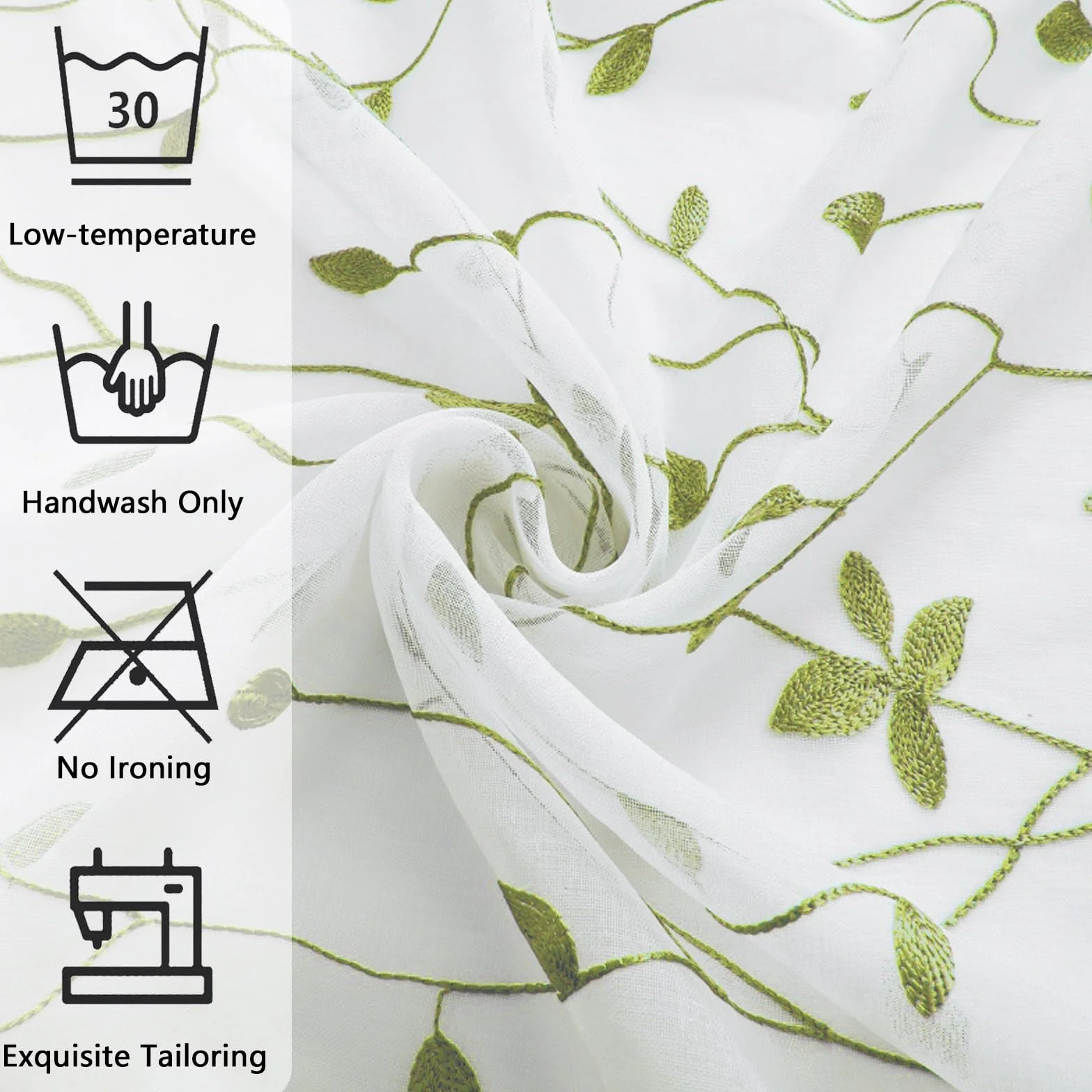 LONGCAO Tende Trasparenti 80 x 200 cm Set 2 Pannelli in Voile Morbido 100% Poliestere Traslucido Verde
