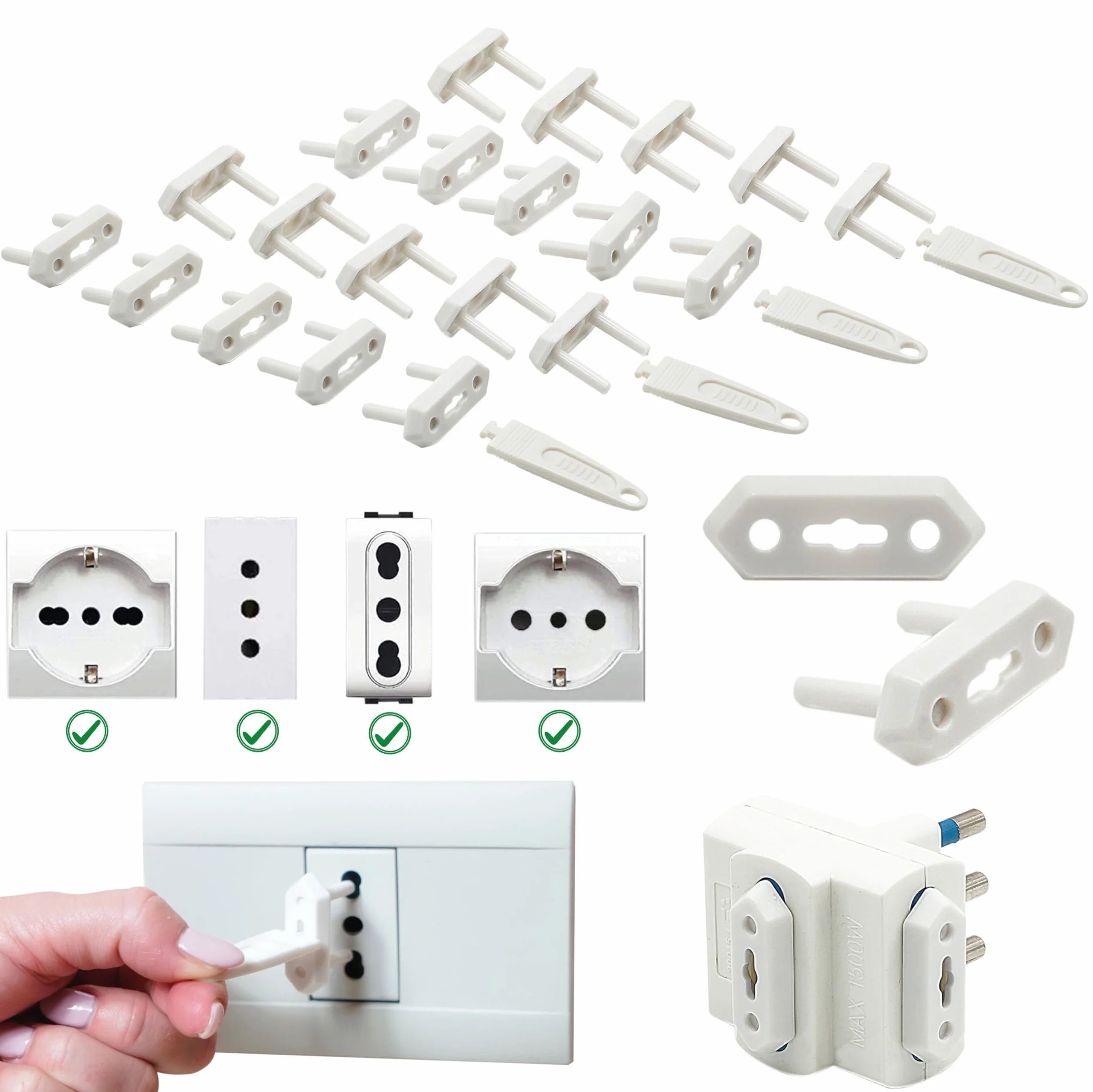 Odelu Copriprese Per Bambini Bianche 4 Chiavi Protezione Prese Elettriche