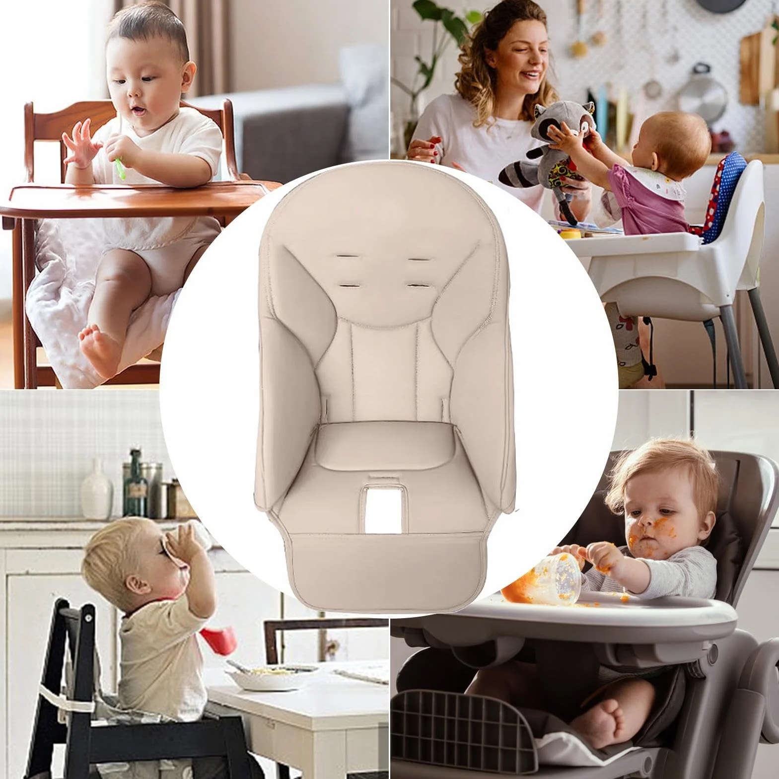 Fodera per Sedia da Pranzo per Bambini in Pelle PU | Cuscino per Seggiolone Comodo Coprisedile per Peg Perego, Kosmic Jané, Baoneo, Siesta Zero3