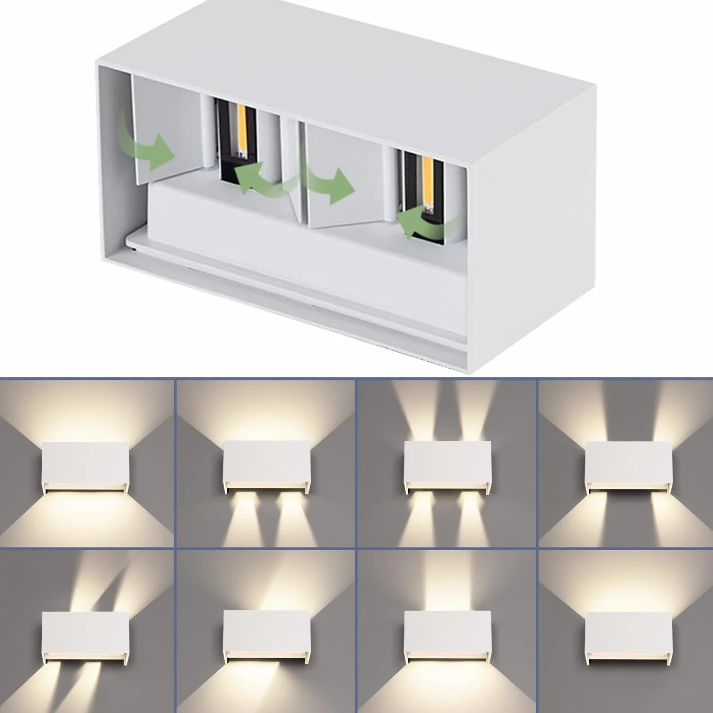 25W Applique da Parete Interno/Esterno 4000K Bianco Naturale Applique Esterno Angolo del Fascio Regolabile Moderno Lampade da Parete IP65 Impermeabile Bianco