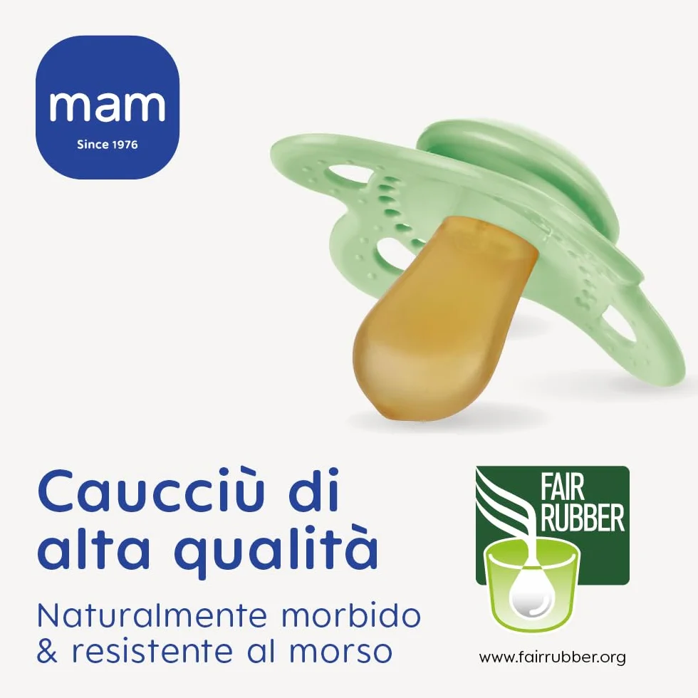 MAM Original Night Succhietto 6+ Mesi Set da 2, Ciuccio 6-16 mesi Luminescente al Buio, Tettarella in Caucciù, Verde/Neutro