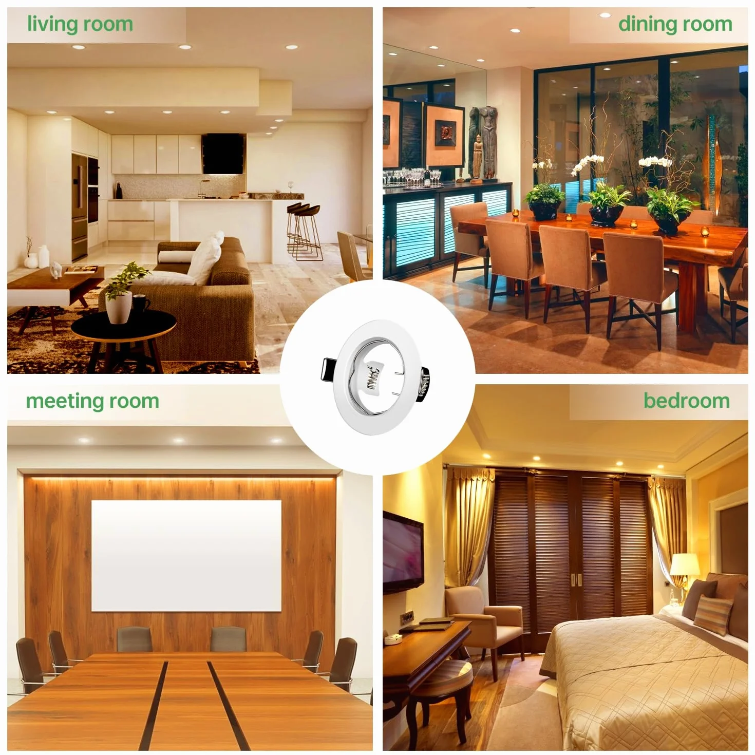 Tofisr Cornice Faretti LED da Incasso GU10 per cartongesso, Portafaretto da Incasso Rotondo Bianco, Foro 55mm-70mm, Per 50mm LED e Alogeno, Portalampade GU10 Inclusi, Set di 24