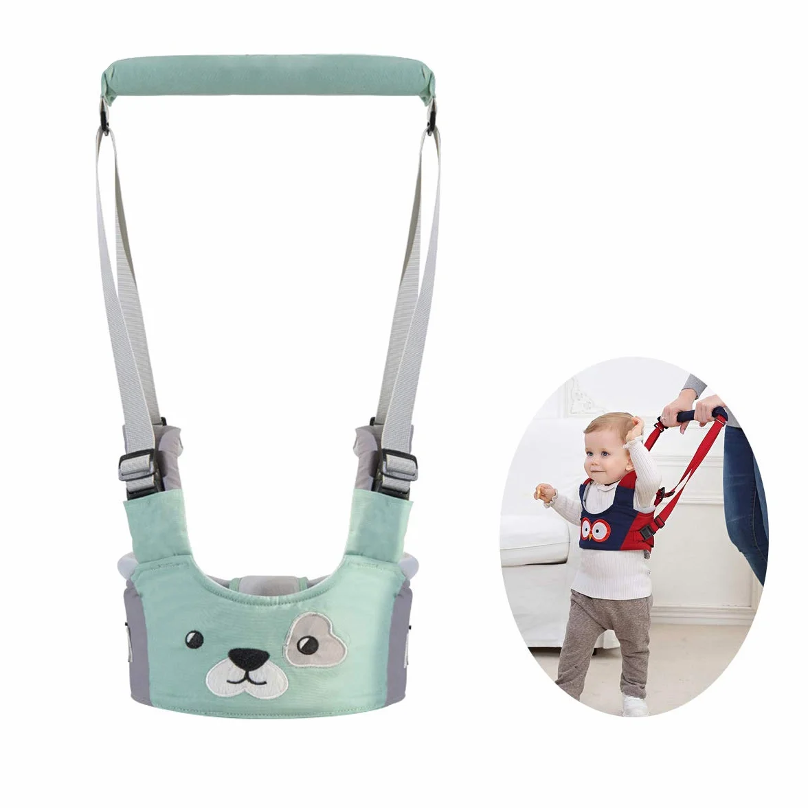 Felly Camminare Assistente per Bambino, Bretelle di Sicurezza, Redini Primi Passi, Verde 8-28 mesi