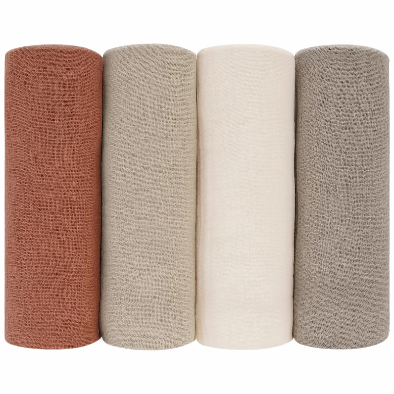 Mussole Neonato 60x60 cm Set 4 Pezzi 100% Cotone Marrone