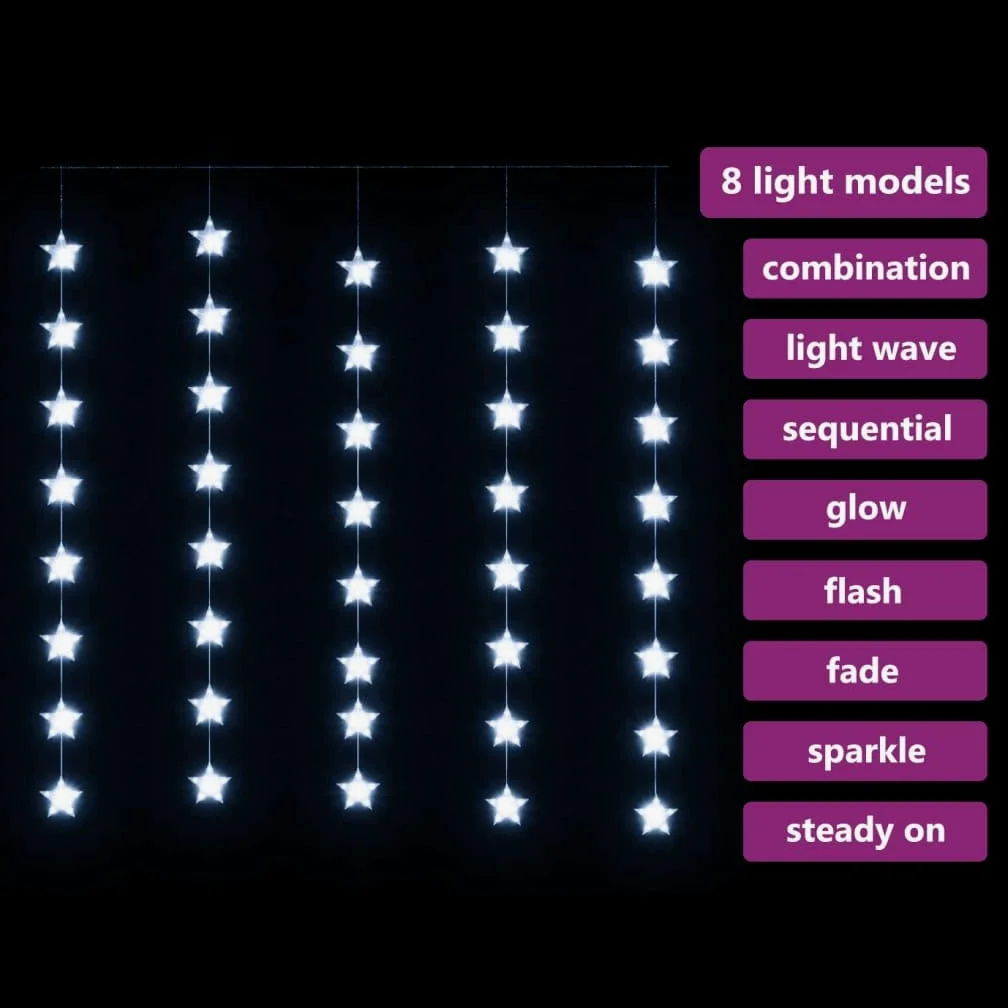 Furniture Select-LED - Tenda luminosa a forma di stella, 200 LED, luce bianca fredda, 8 funzioni
