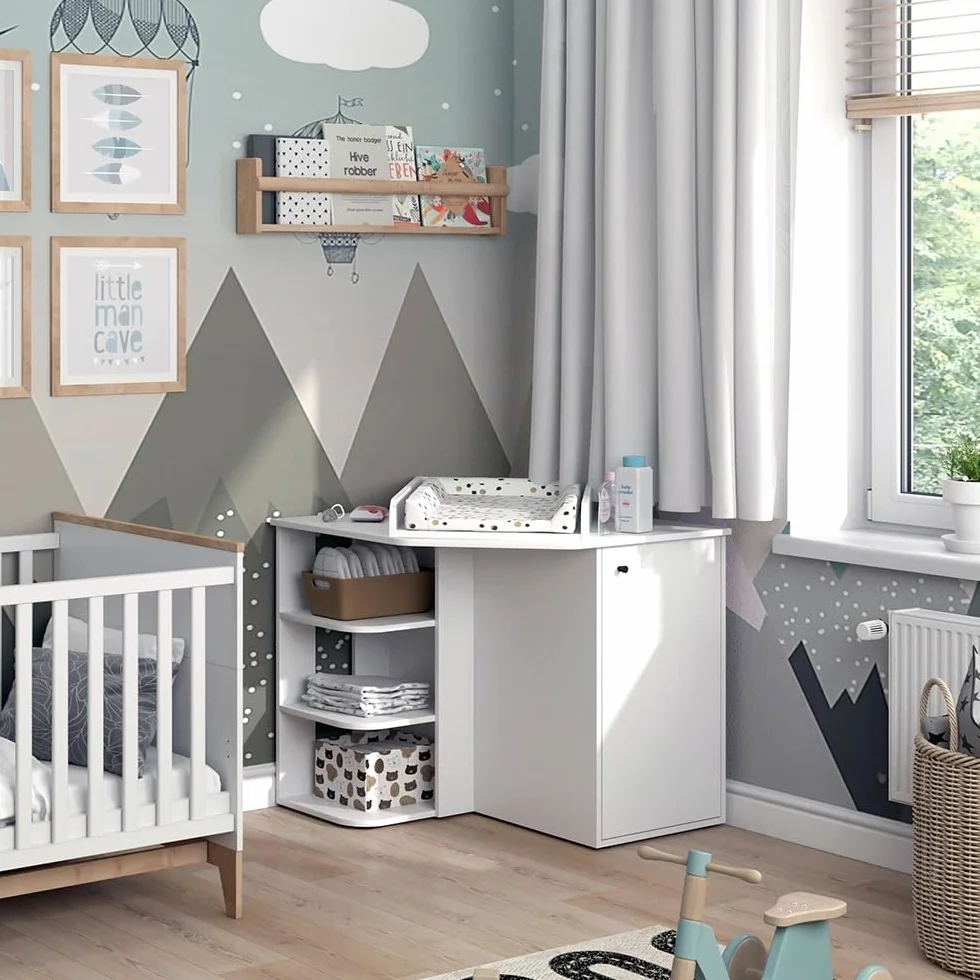 Vicco Fasciatoio Kristian Bianco 85 x 77.3 cm porta e vani aperti convertibile in cassettiera