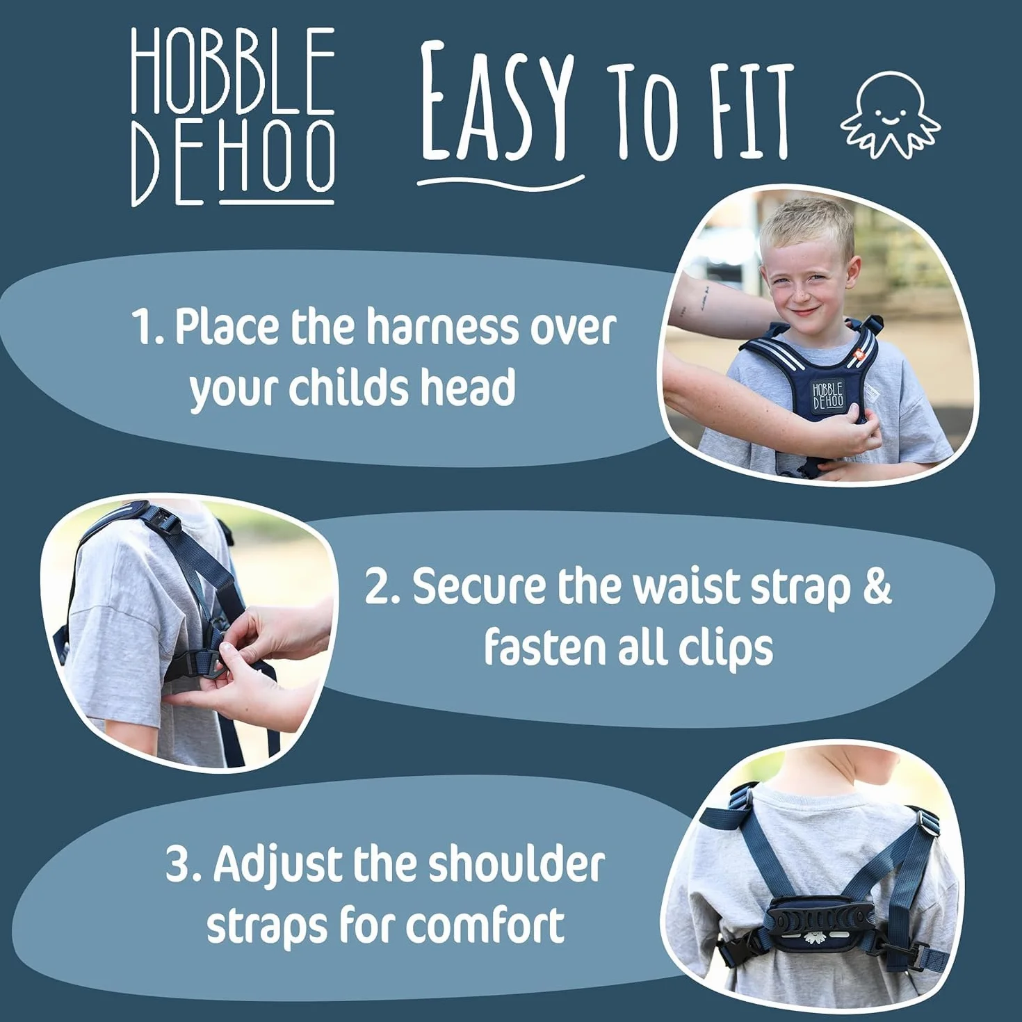 Hobbledehoo 3 Active Pettorina per bambini Sicurezza SEN Blu