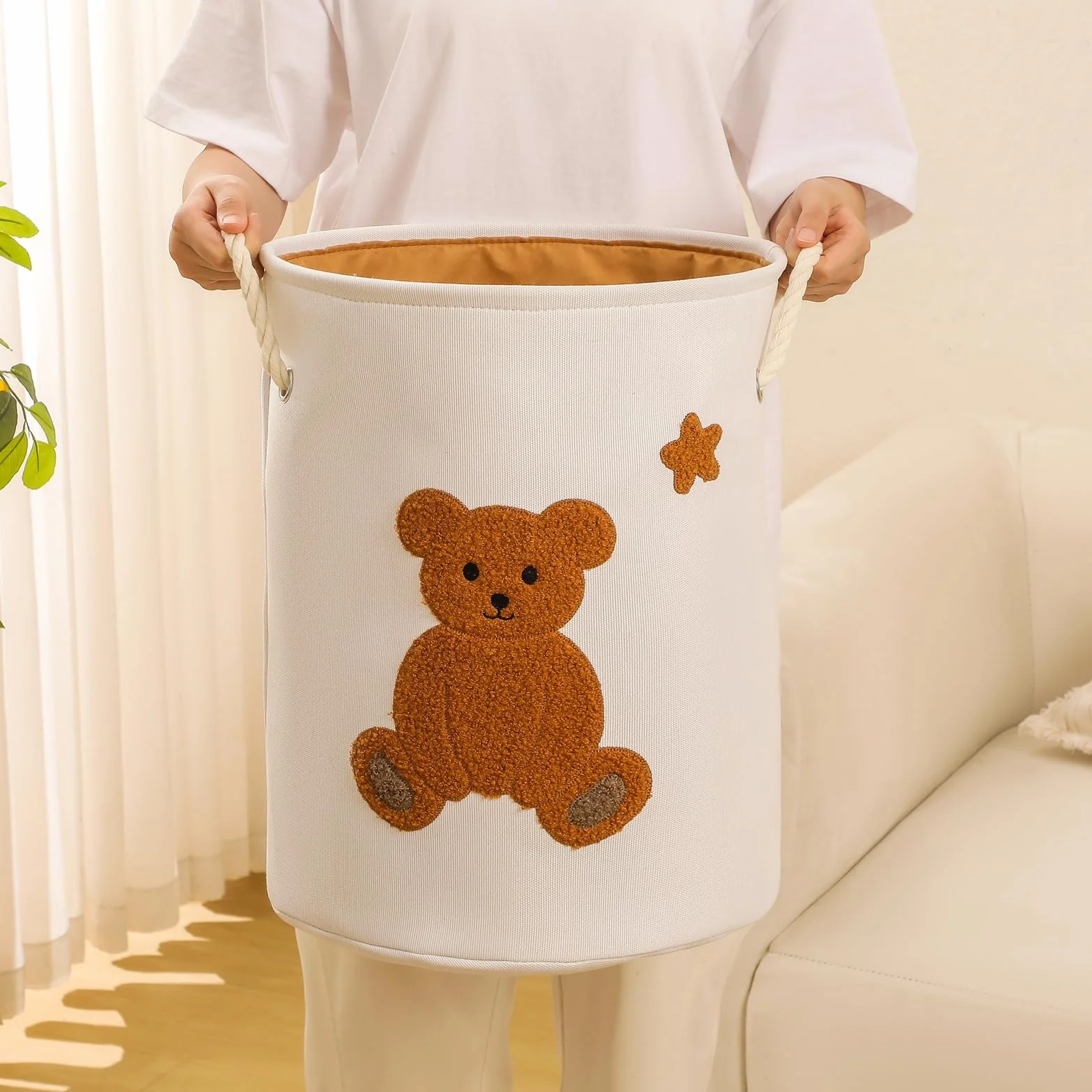 Cesto Portabiancheria Contenitore Giochi Bambini, Scatola Giocattoli Nursery, Orso