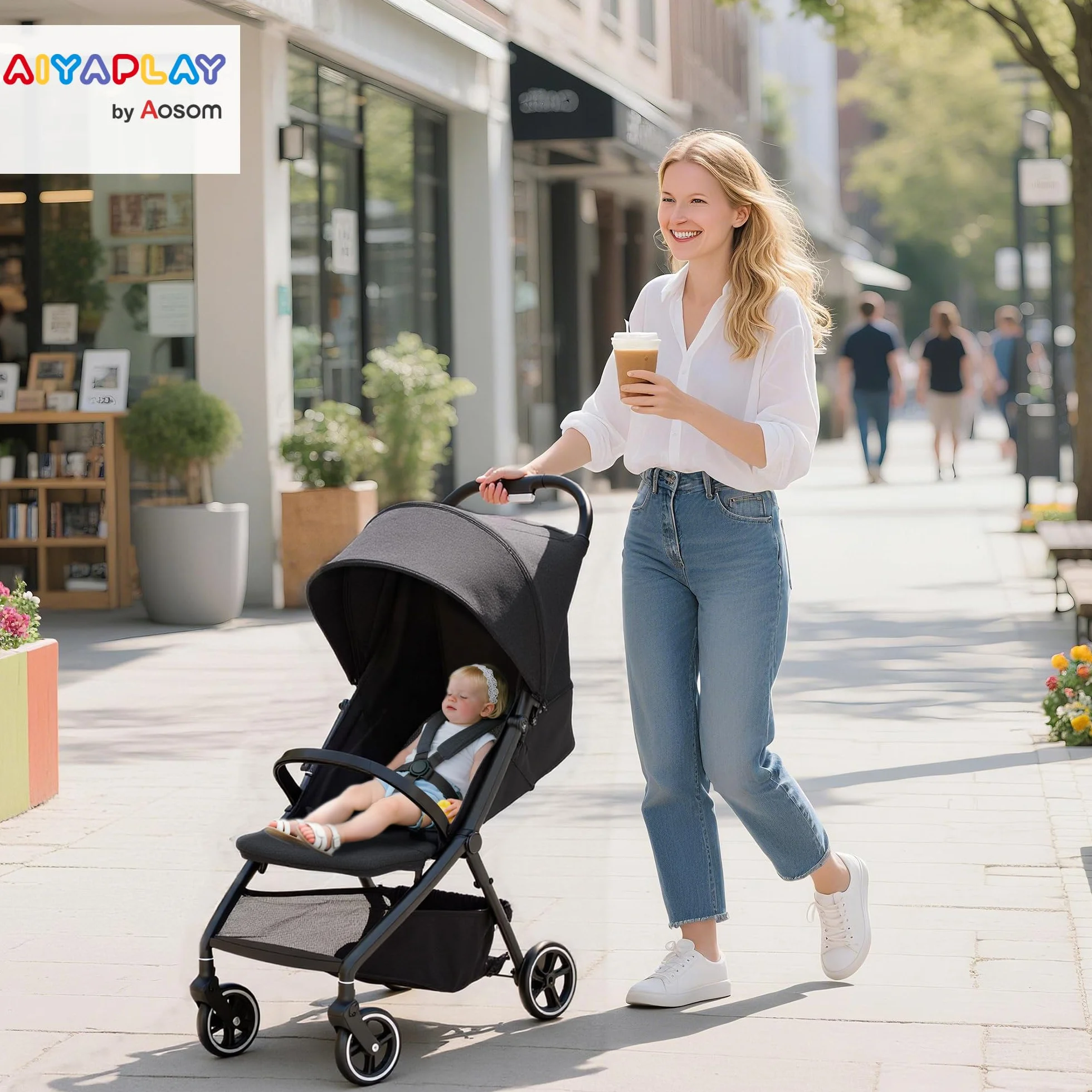 AIYAPLAY Passeggino Leggero Pieghevole 6,3kg per Bambini 0-3 Anni, Fino a 15 kg, Grigio