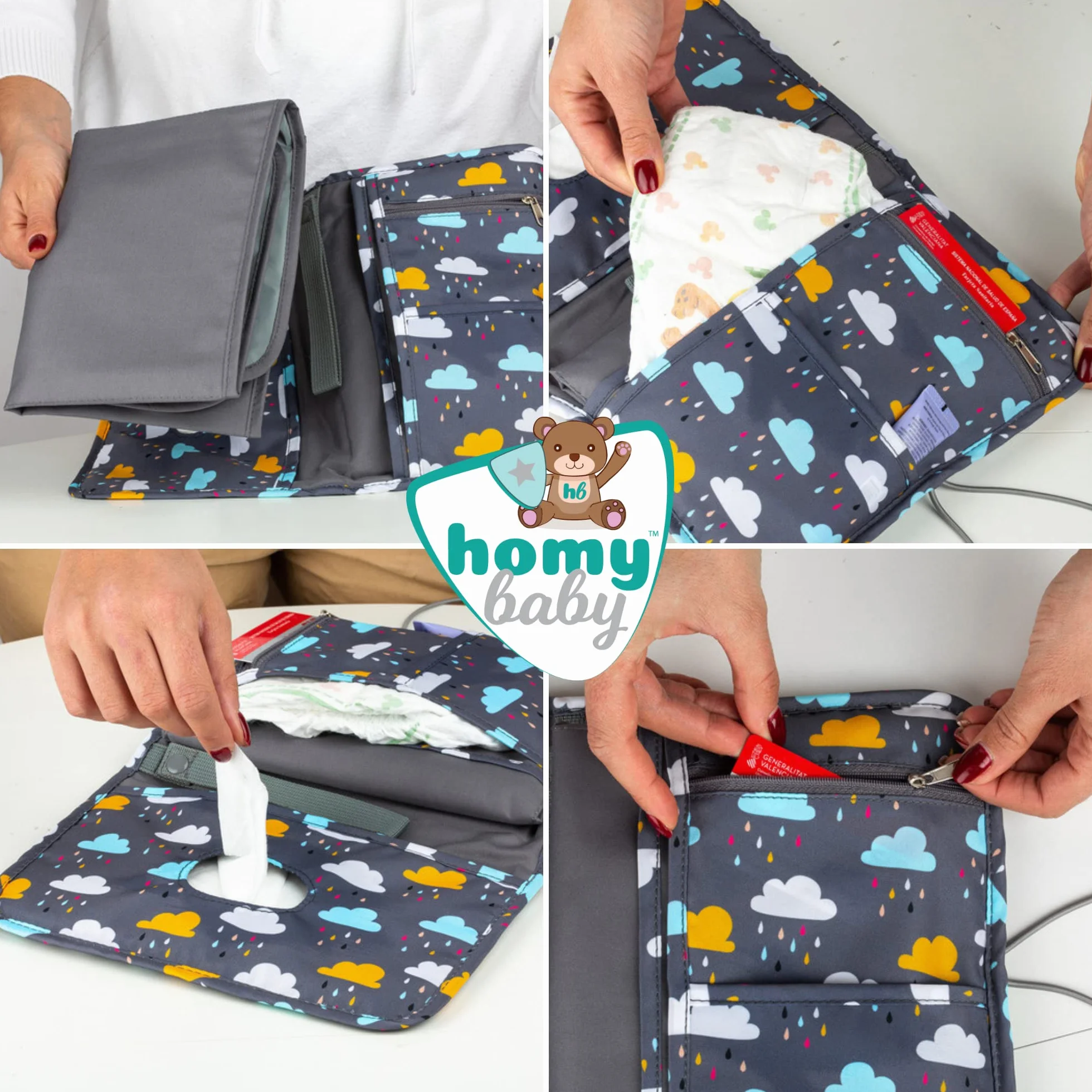 HOMYBABY Fasciatoio portatile impermeabile pieghevole borsa da viaggio con tasche compatto