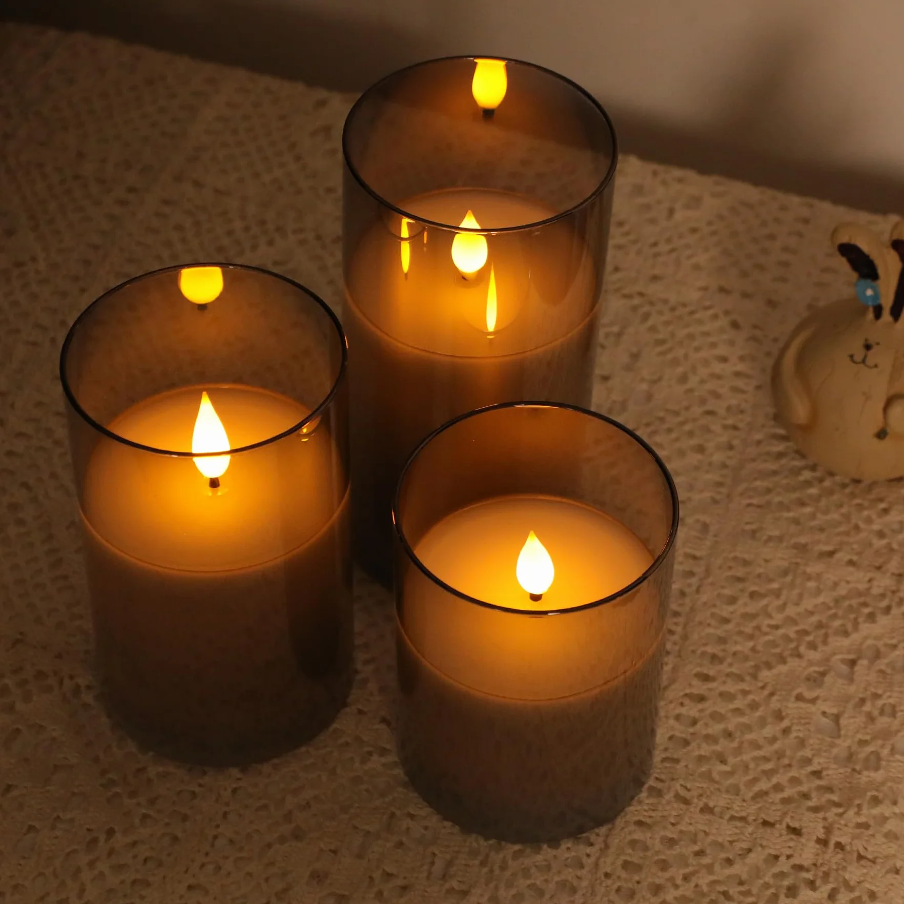 Forever Speed 6 Pezzi Vetro Grigio Candele LED Ricaricabili con Timer, Dimmerabile Candele Senza Fiamma con Cavo USB Flameless Candele per Decorazione per Feste, Campeggio, Matrimonio, Regali