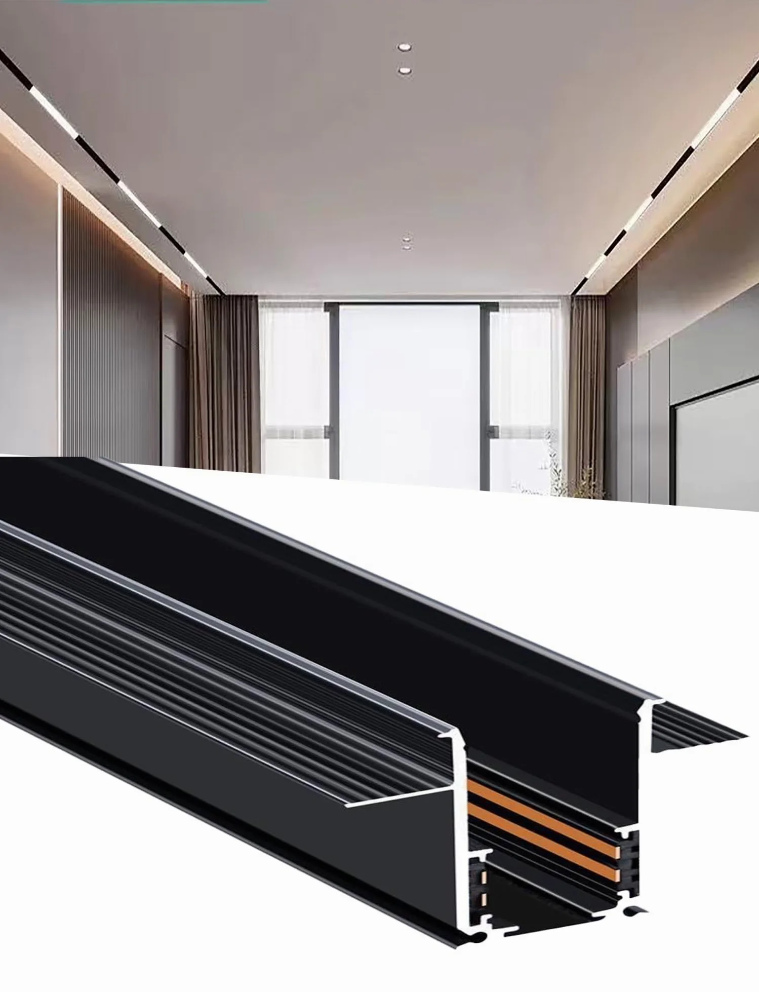 Binario magnetico da incasso per luci LED, plafoniera in alluminio per soggiorno, bagno, cucina, studio, ufficio, negozio, soluzione di illuminazione versatile