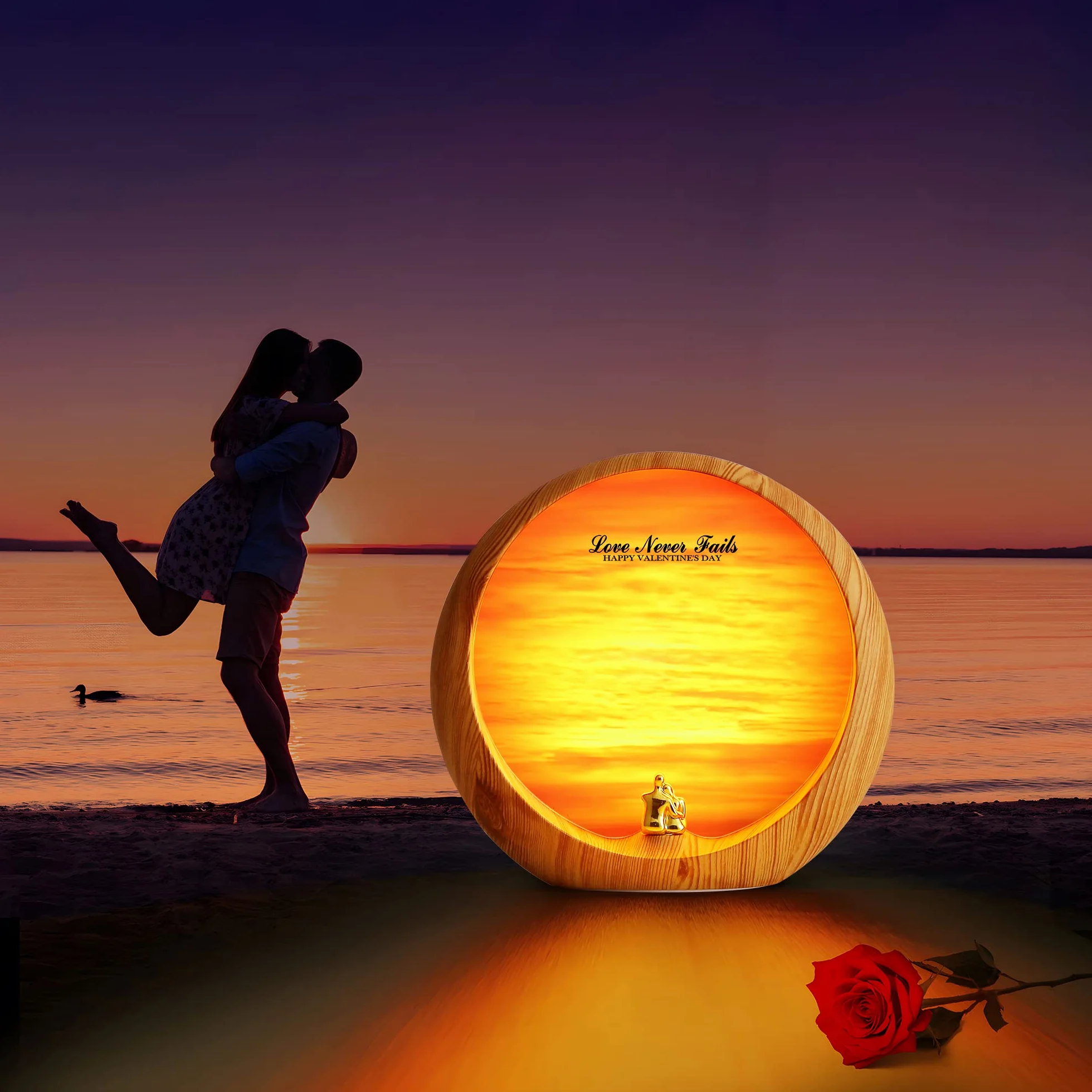 mamre Lampada al Tramonto Dorata Decorazioni Per La Casa Lampada da Tavolo Regali Per Anniversario di Matrimonio San Valentino Festa Della Mamma Compleanno