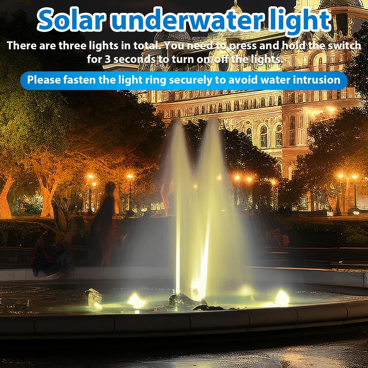 Luci solari per laghetto, Lampada Solare Subacquea, Proiettore solare subacqueo esterno IP68 impermeabile stagno paesaggio luce giardino prato illuminazione per esterno, giardino, piscina, stagno