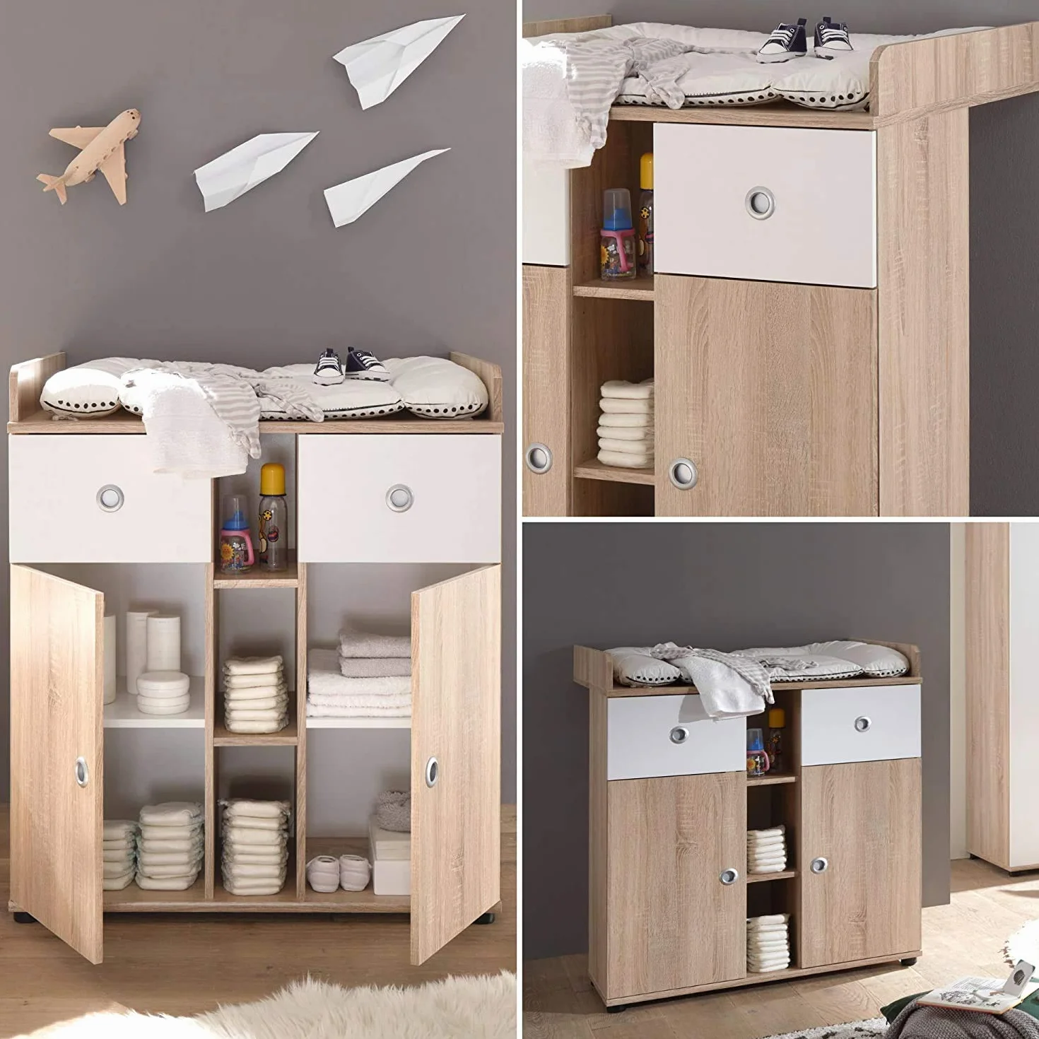 AVANTI TRENDSTORE Werni Fasciatoio in legno laminato colore quercia Sonoma/bianco