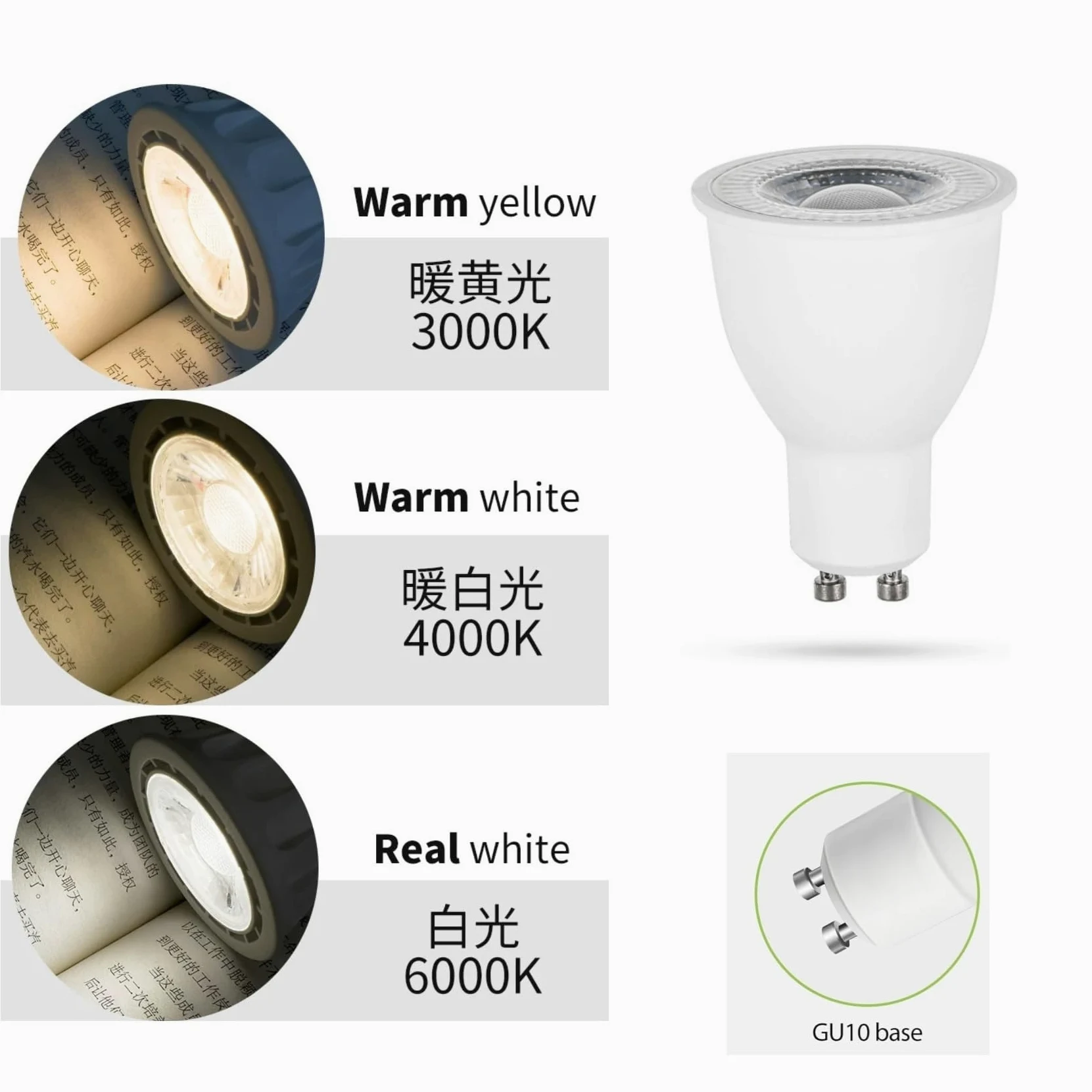Lampadina LED Gu10 10W, tensione ampia 100-265V, senza lampo lampeggiante,chip LED 2835, per illuminazione incassata/binaria, cucina di casa, soggiorno (230V-10W 5pcs/luce calda 2700K)