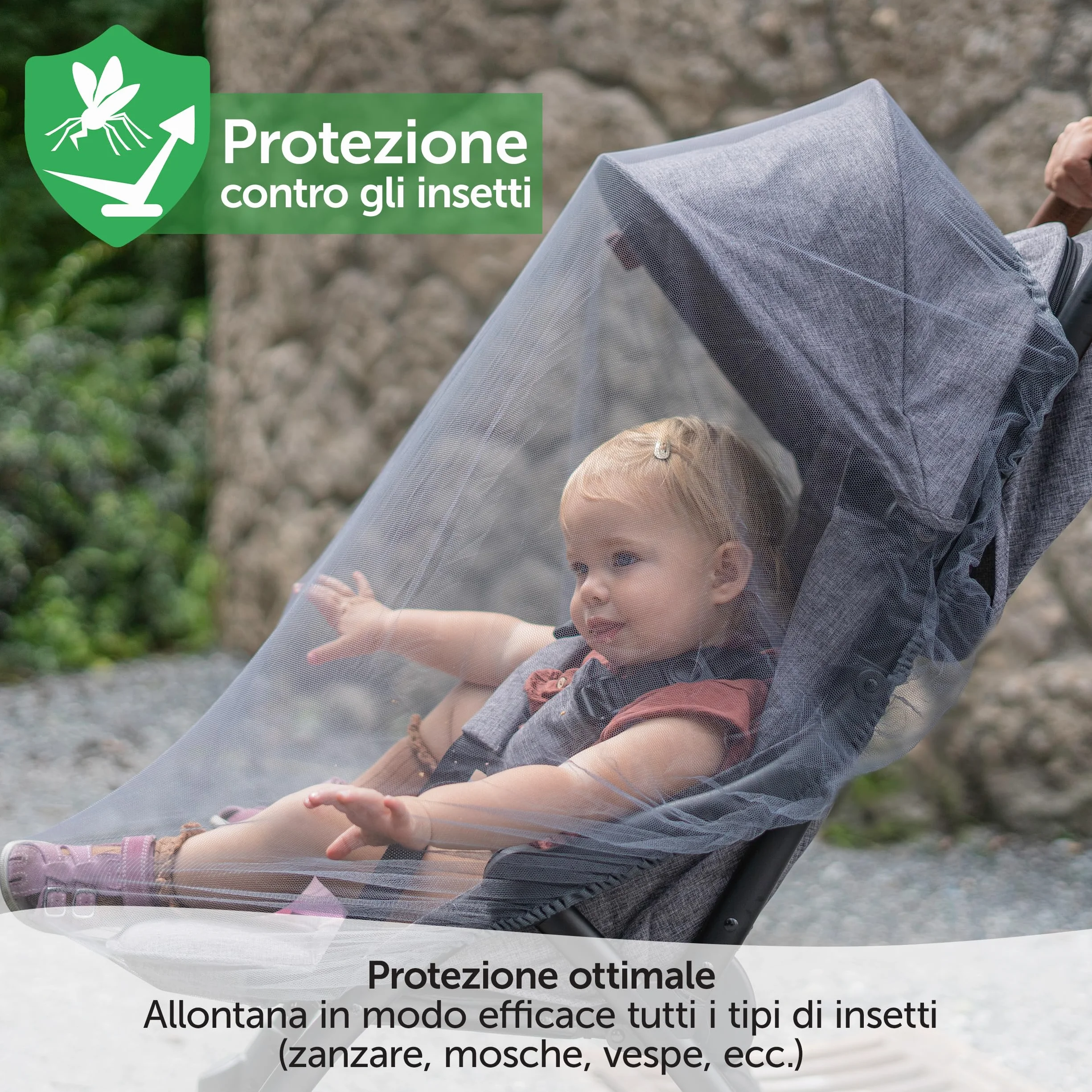 Zamboo Zanzariera Passeggino Universale e Carrozzine Rete Pieghevole a Maglia Fine Grigio Nero