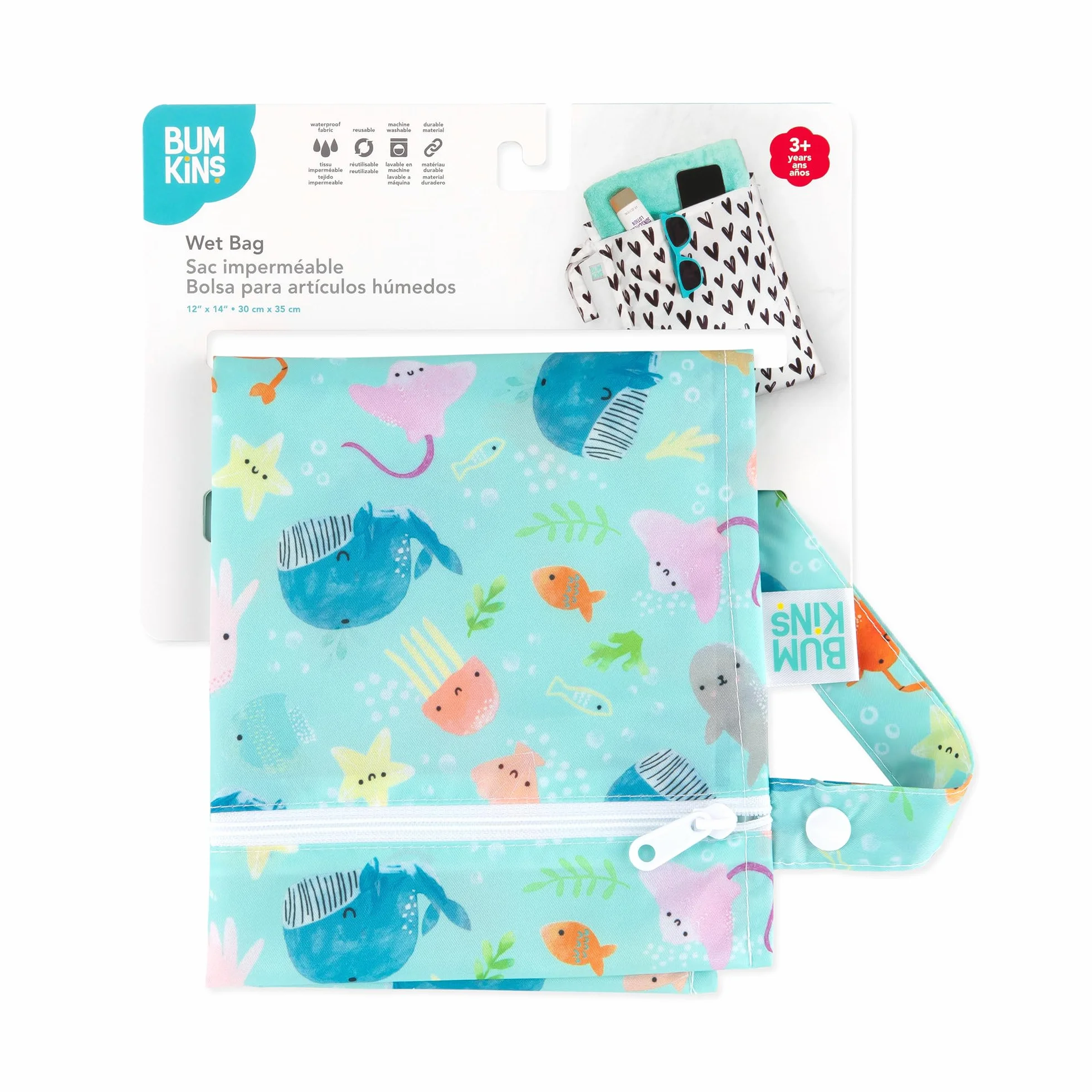 Bumkins Borsa bagnata impermeabile lavabile riutilizzabile 12 x 14 cm Ocean