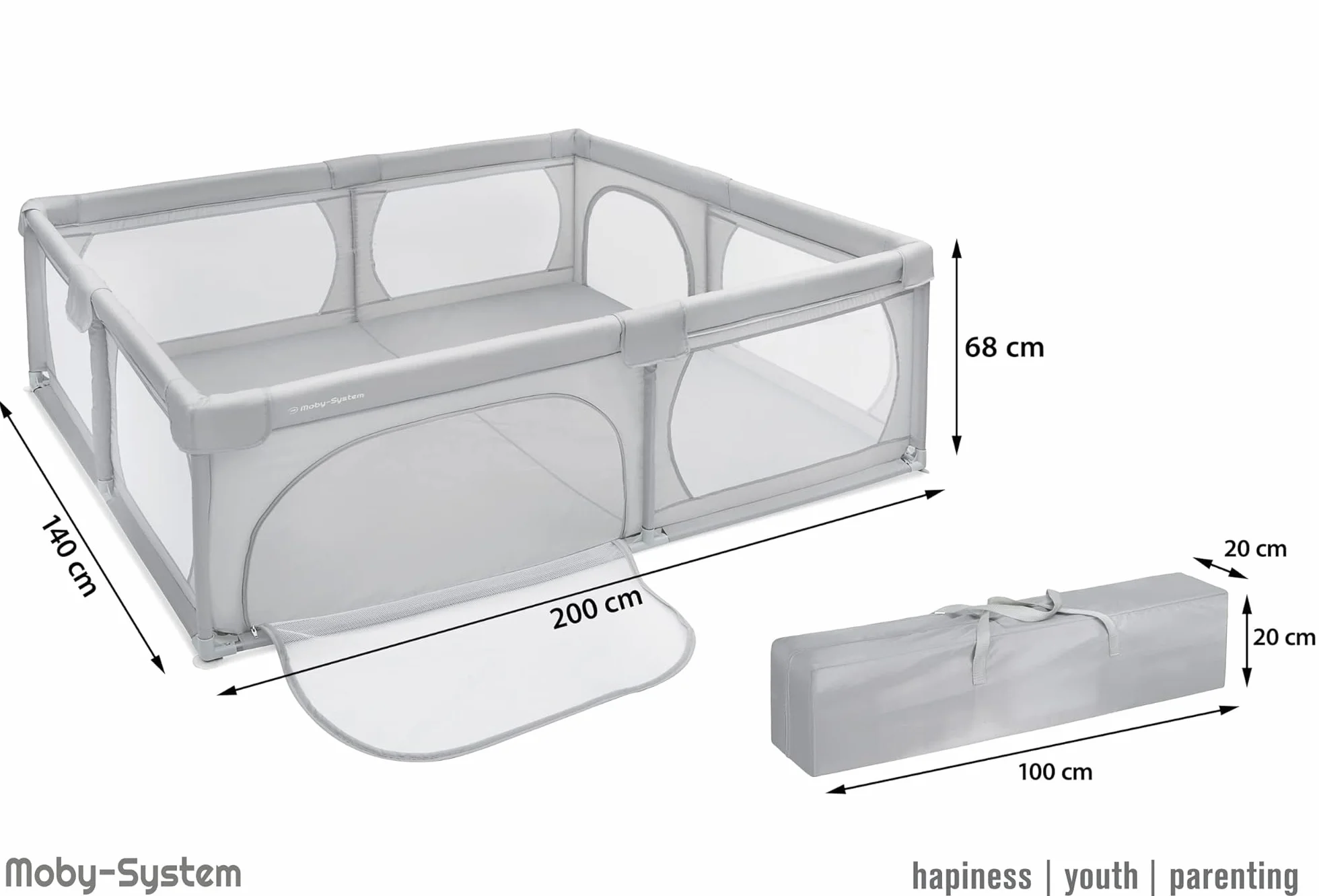 Moby-System Box Bambini 140x200 cm Recinto per Bambini Box Neonato Superficie Antiscivolo Finitura Sicura