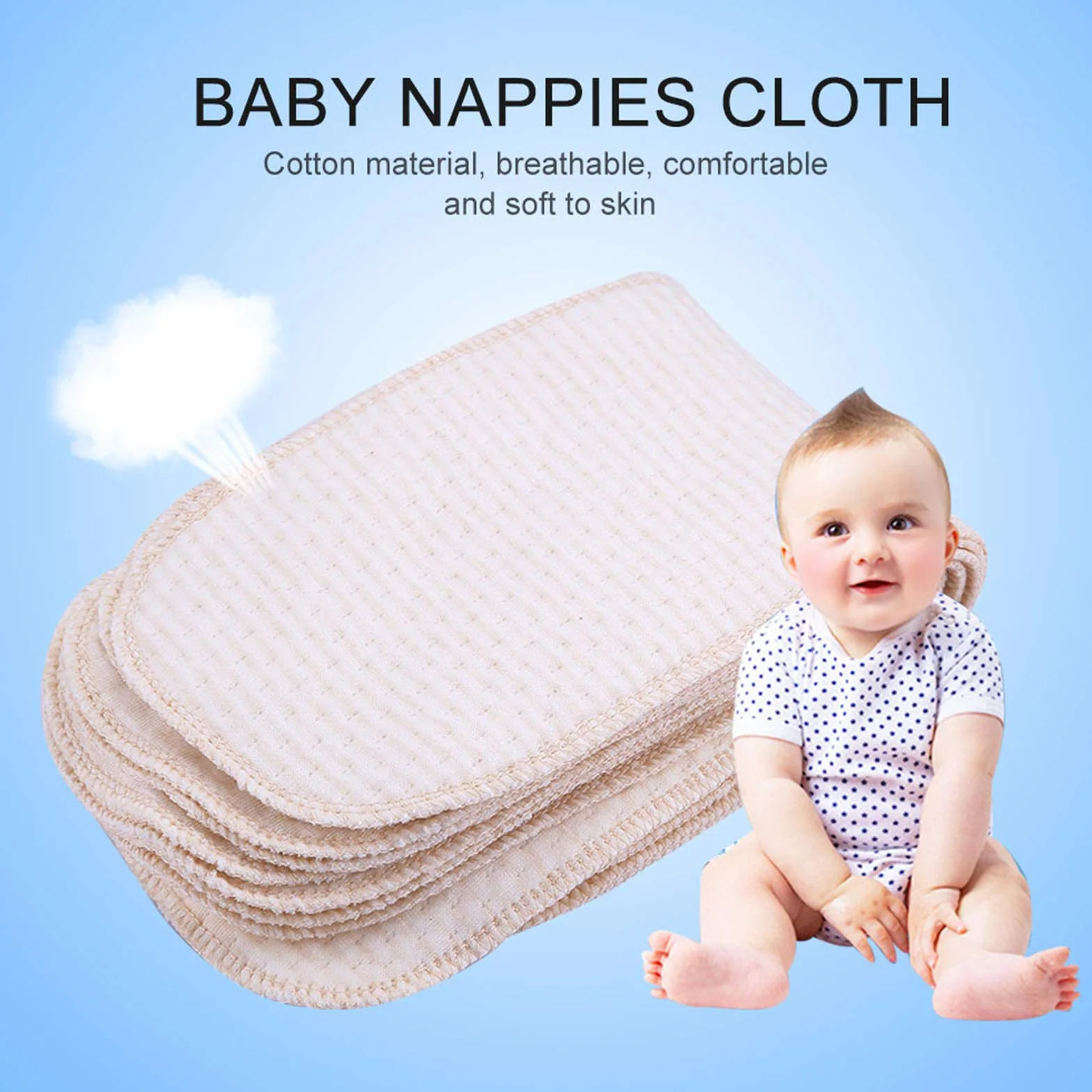 Pannolini Lavabili Cotone Traspirante Riutilizzabili Inserti Stoffa per Neonati Bambini
