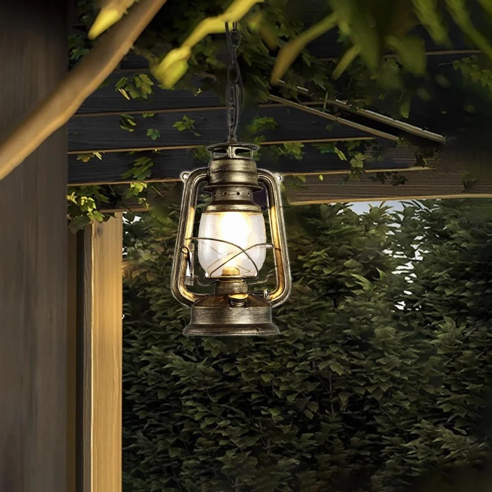 XINYASEE Lampade a sospensione per esterni, lampada vintage impermeabile, lampada a sospensione per giardino, lampada per gazebo, resistente alla pioggia, grado IP44, base a vite E27