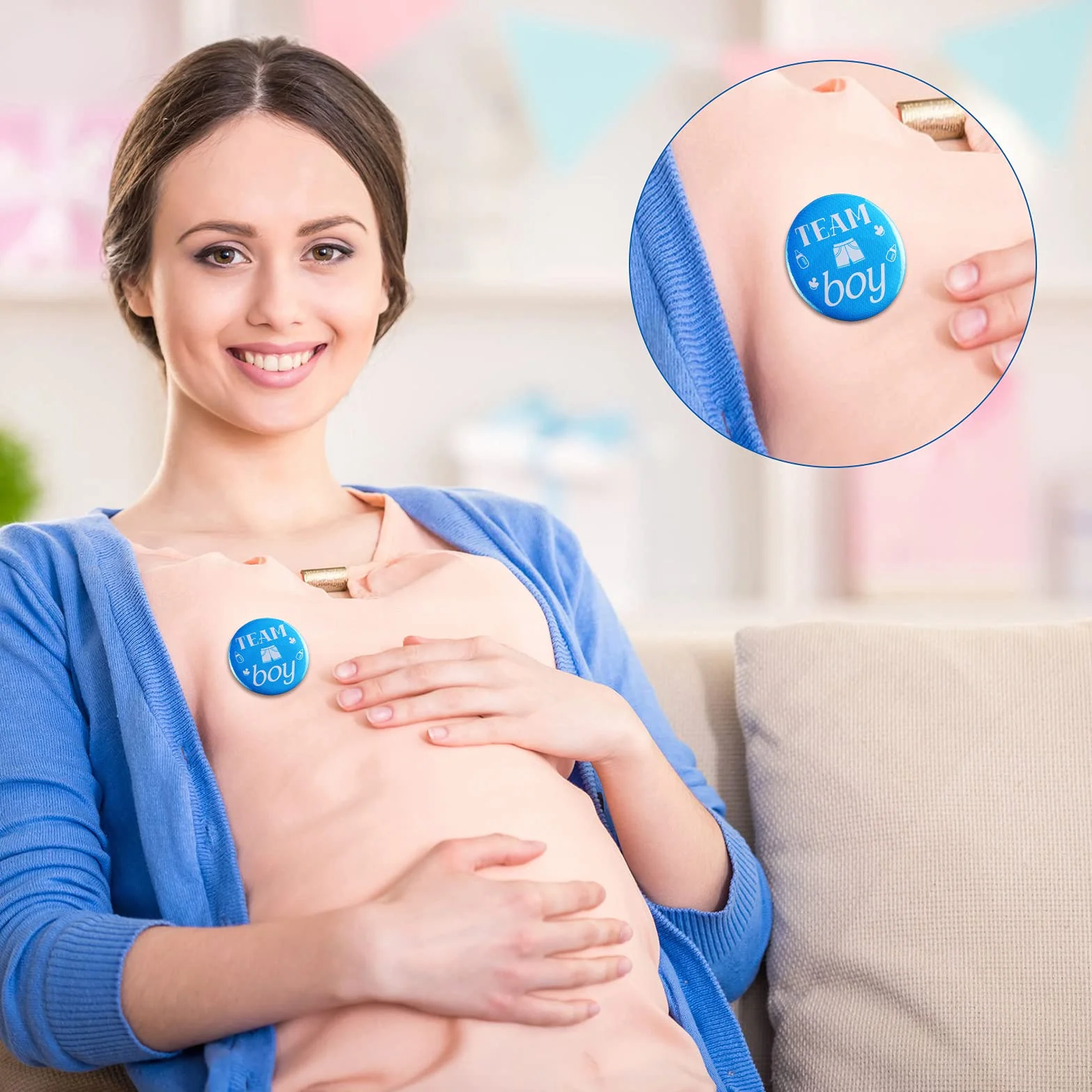 Hicarer 75 Pezzi Perni Rivelazione del Genere Spille Bottoni 1,5 Pollici Baby Shower Rosa Blu