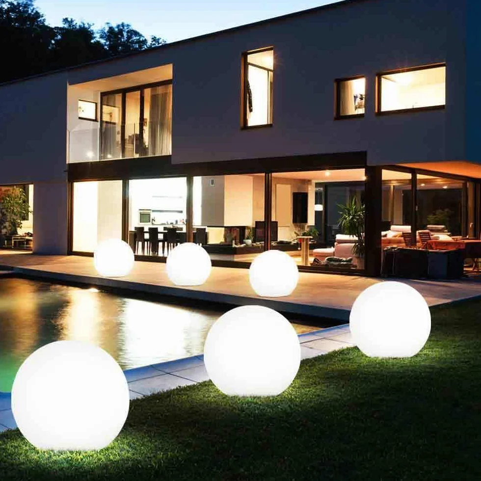 Lampada Sfera Luminosa da Giardino Esterno Impermeabile IP65 con Picchetto Attacco E27 per Lampadine LED Bianco Design Moderno Elegante Illuminazione Decorativa da Terra Casa Terrazza (Diametro 30 cm)