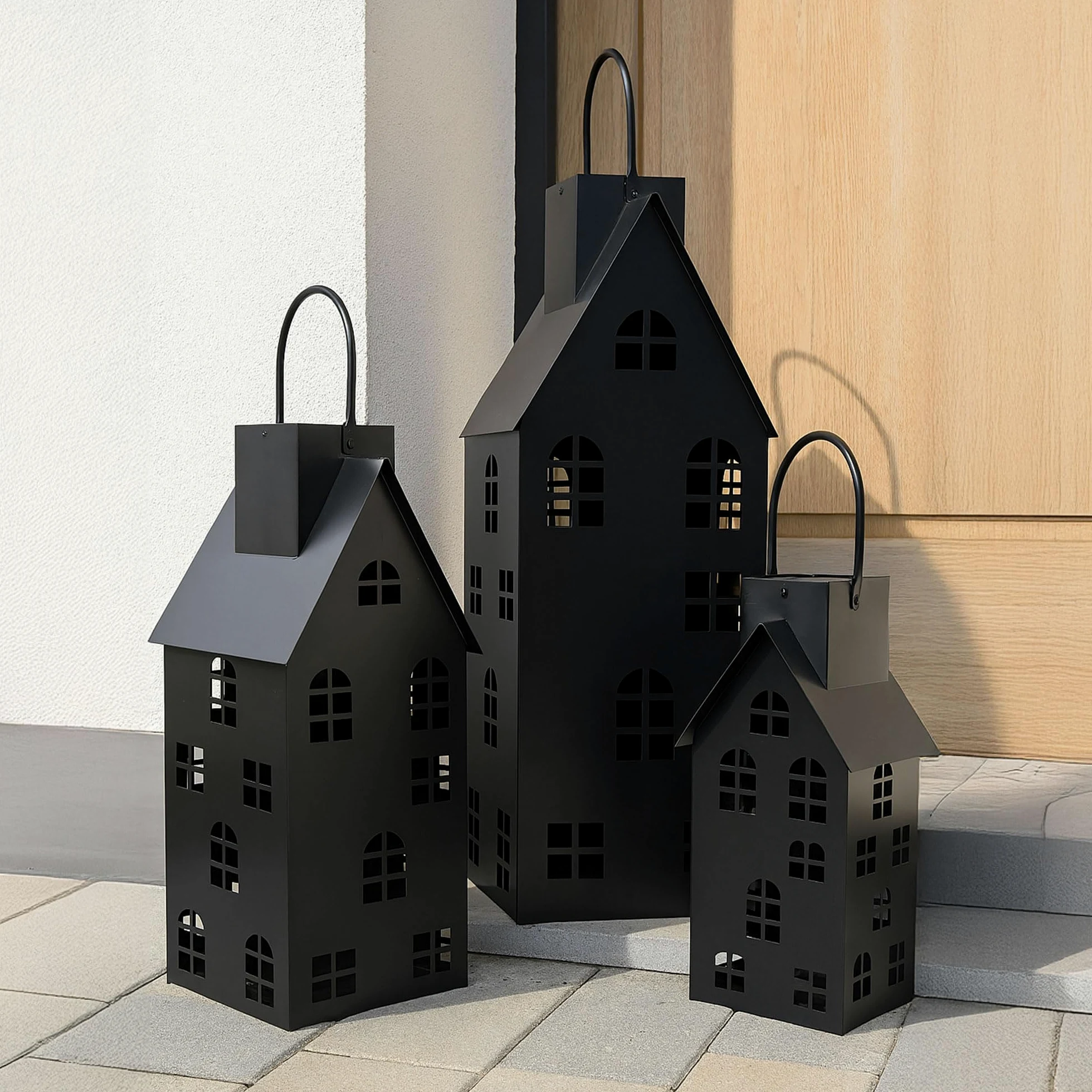 UNUS Lanterna a energia solare, per esterni, 80 cm, colore: nero | Con luce LED, per esterni e interni, illuminazione suggestiva, in metallo