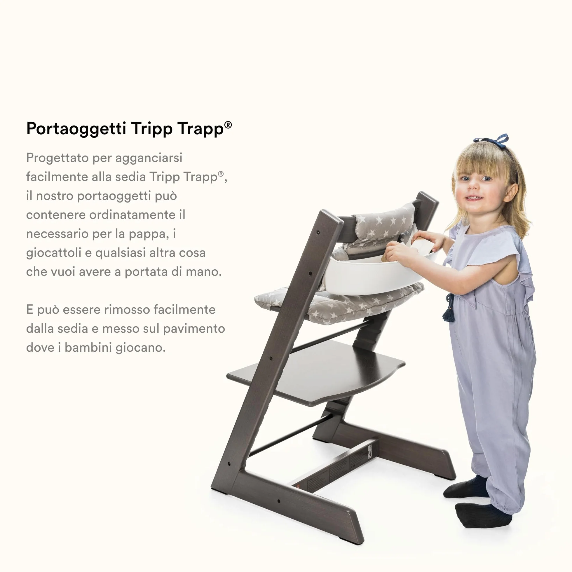 Portaoggetti Tripp Trapp Bianco per Sedia Tripp Trapp dal 2003 Multiuso Sicuro Lavabile in Lavastoviglie senza BPA
