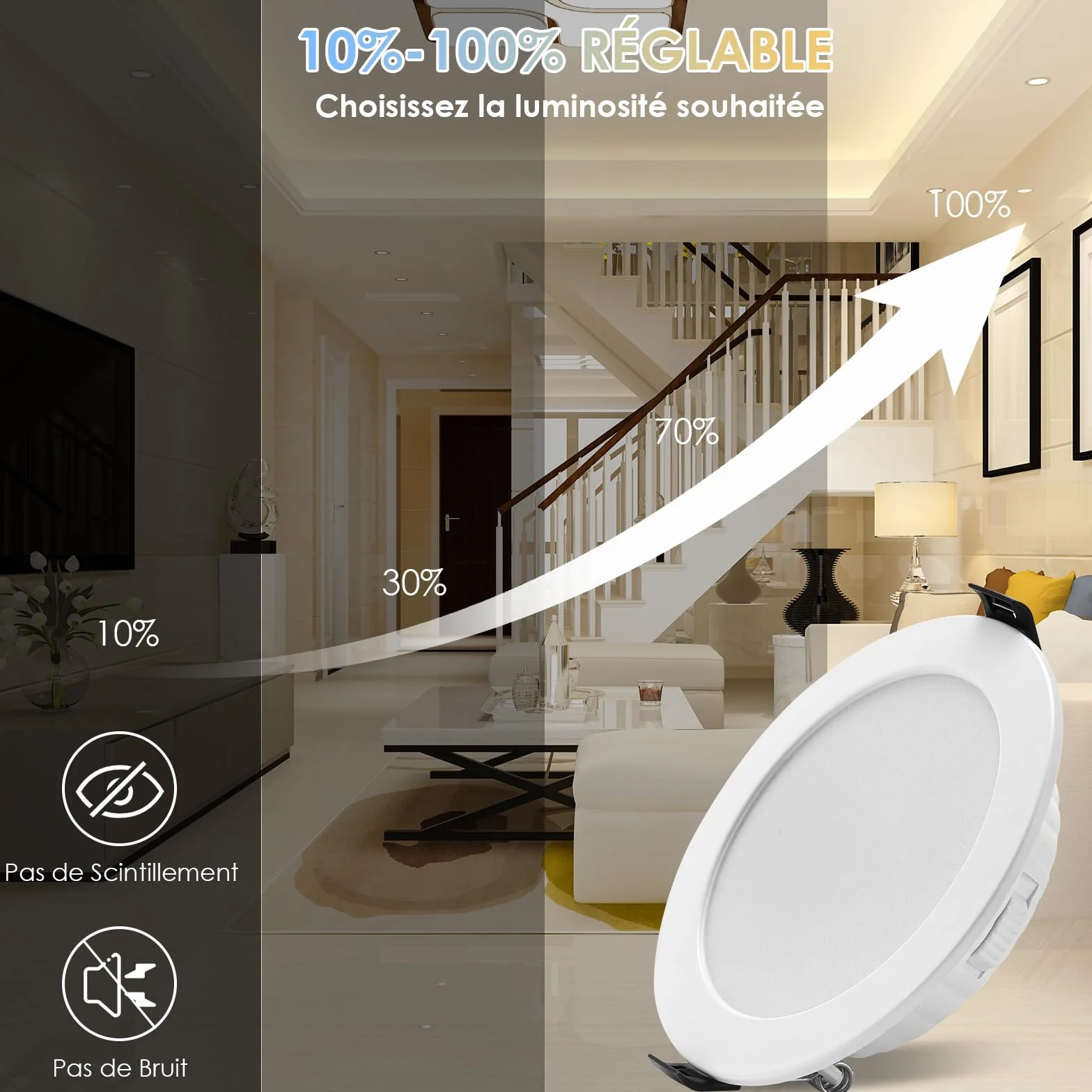 Faretti Led da Incasso per Cartongesso 7W 700 Lumen Faretti da Soffitto Risparmio Energetico 90%, Luci da Soffitto Interno 3000K-6000K Regolabile|IP44|CRI 83+|Foro Ø85-100mm Set di 6