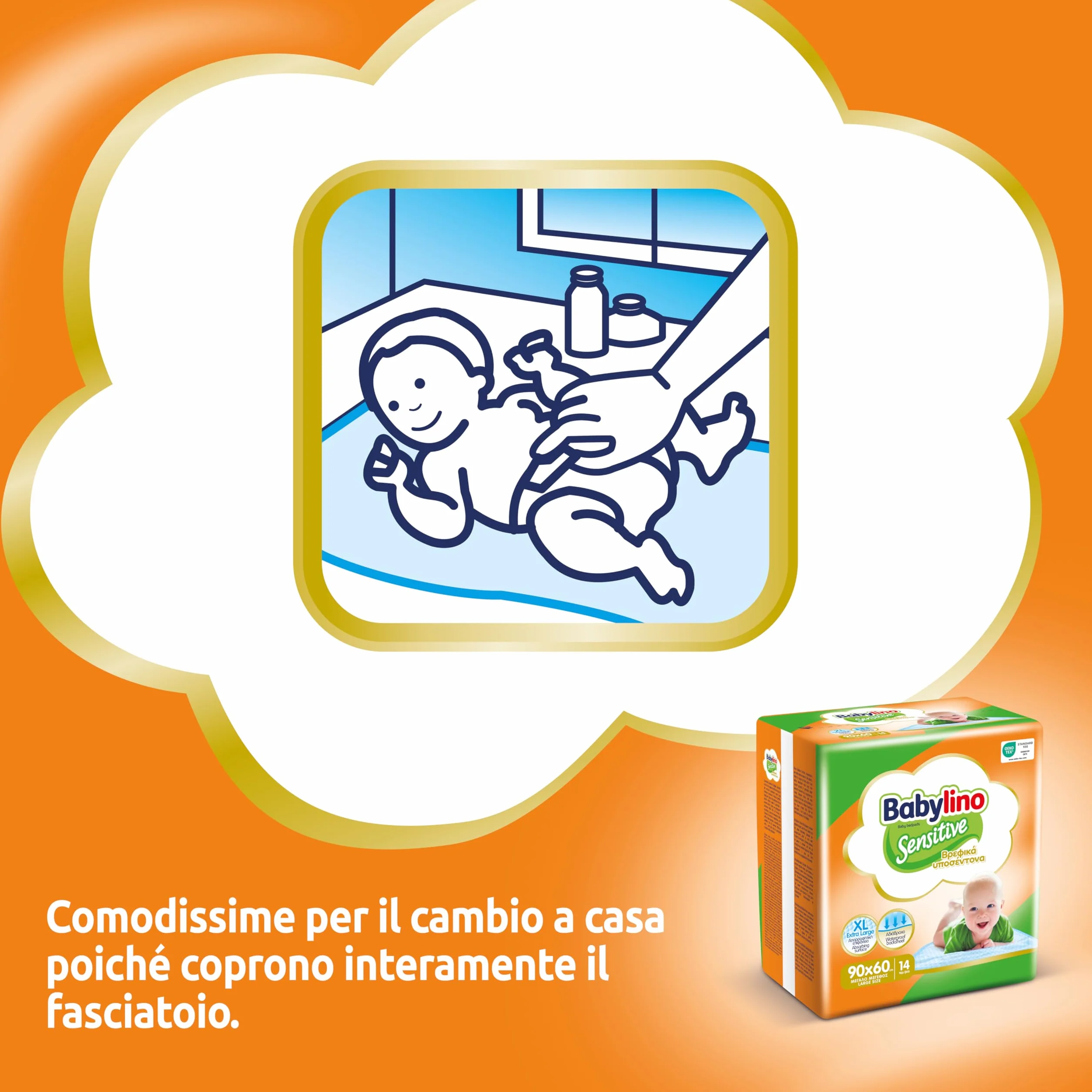 Babylino Sensitive Teli Cambio 90x60cm, 14 sztuk