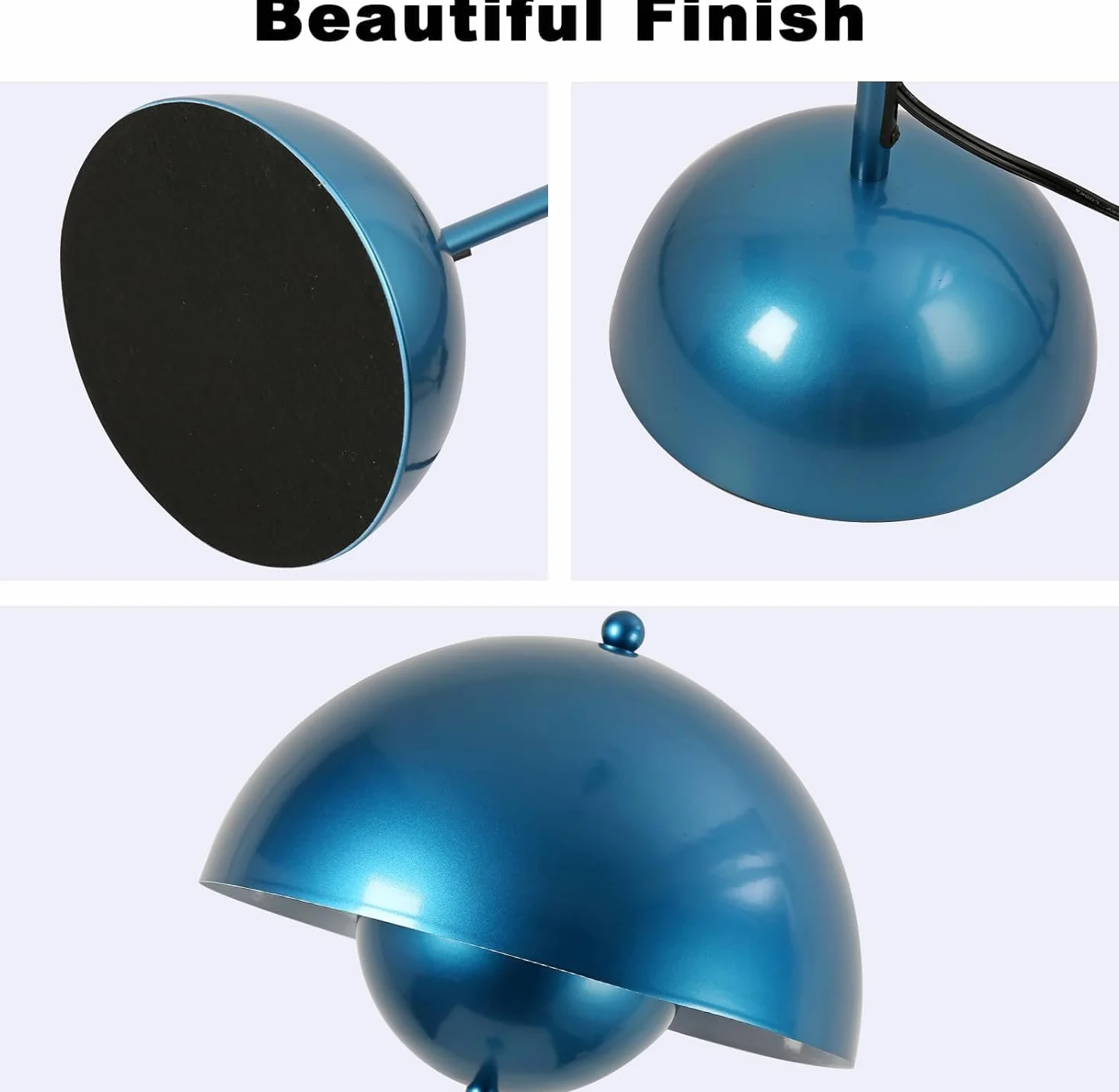 Alpinaluz Lampada da Terra in Metallo con Paralume Bombato – Design Retro Nordico – Luce Indiretta Verso il Basso – E27 – Interruttore a Pedale – Per Salotto e Interni (Blu Marino)