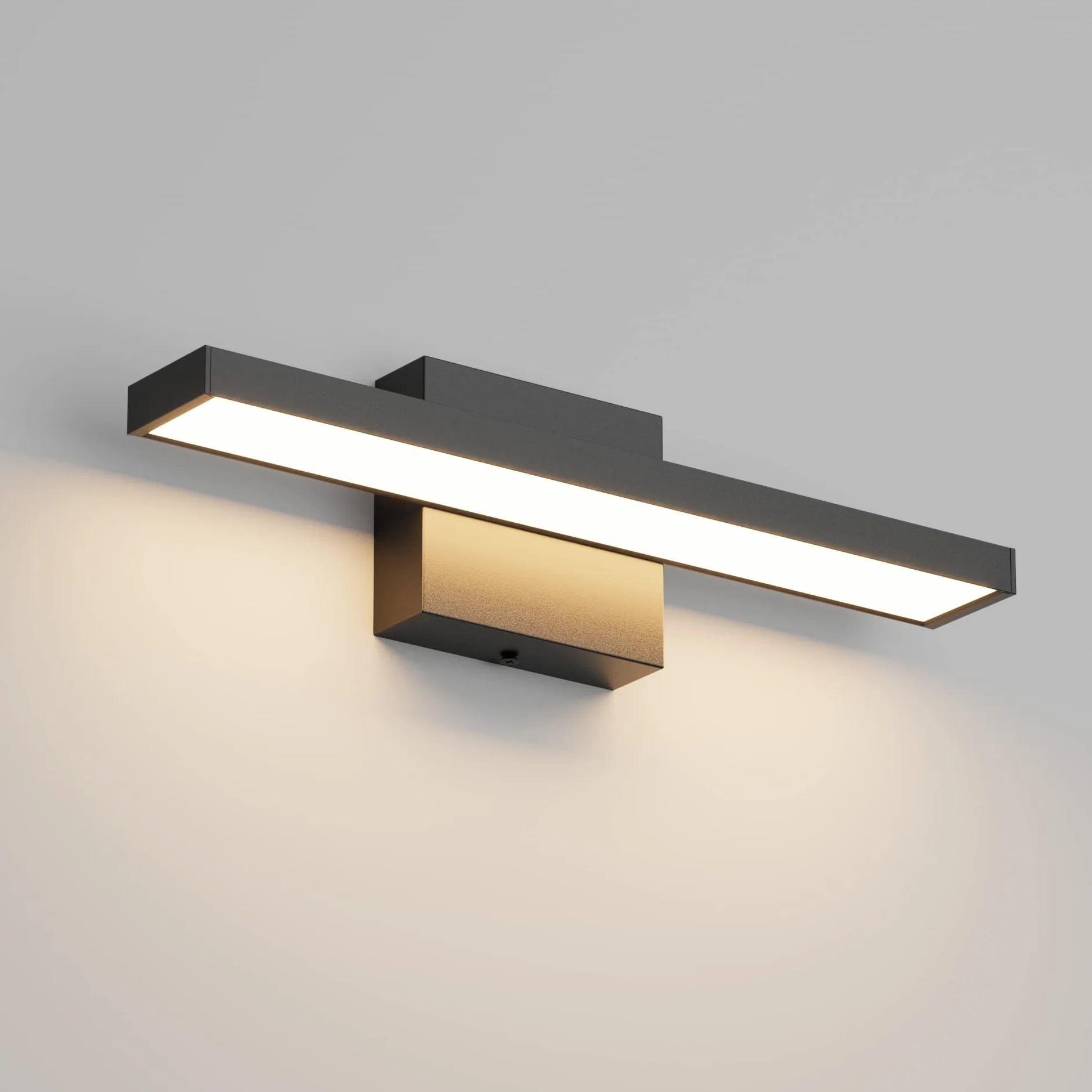 Klighten Lampada a LED per specchio da bagno, 40 cm, 12 W, IP44, lampada da bagno, lampada da bagno, lampada da parete, moderna, 1080 lm, 3000 K, luce bianca calda, 60 LED, 110 V-240 V, nero