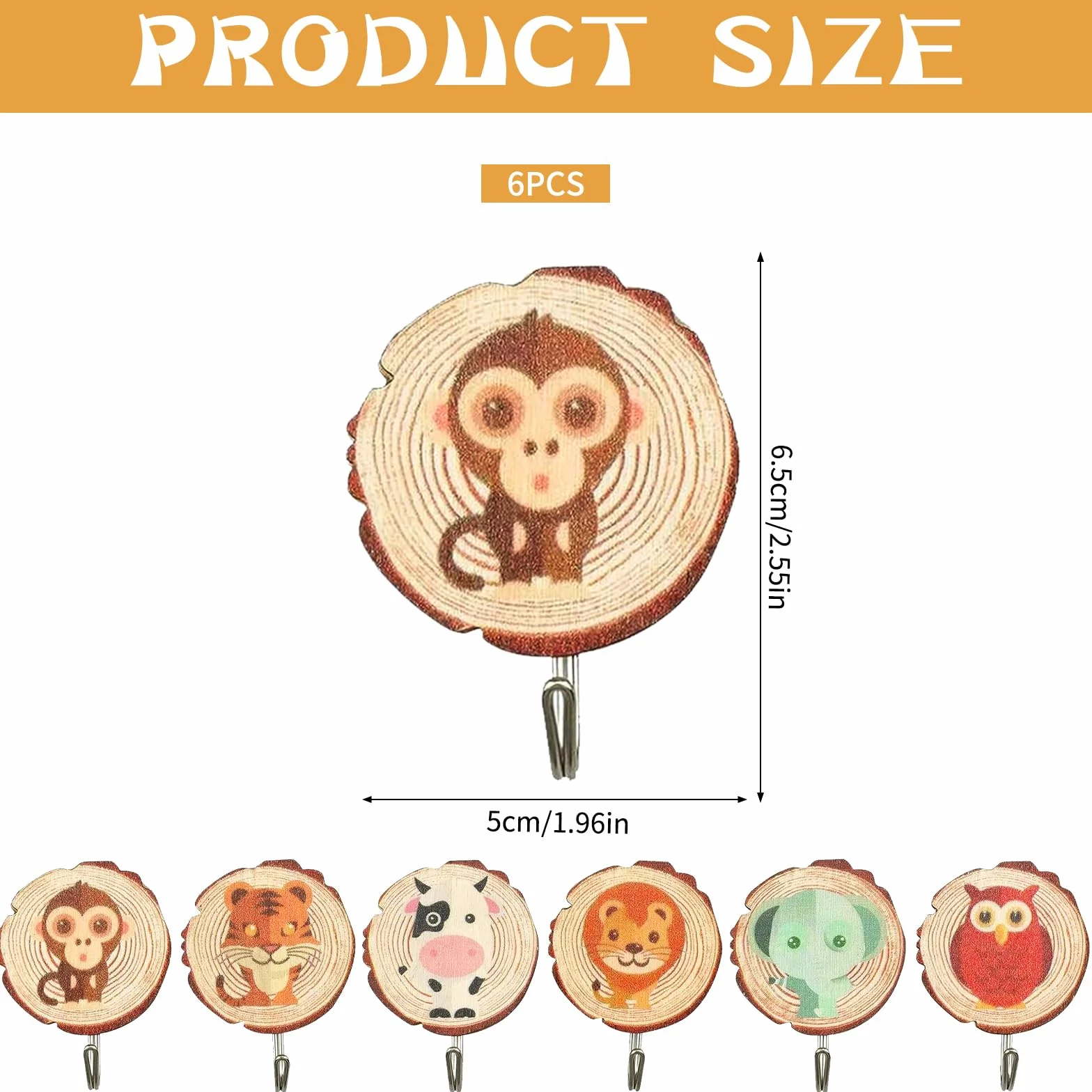 DAZZTIME Ganci Autoadesivi per Bambini 6 Pezzi Robusto Decorativi a Parete Senza Foratura Asciugamani Ombrelli Cappelli