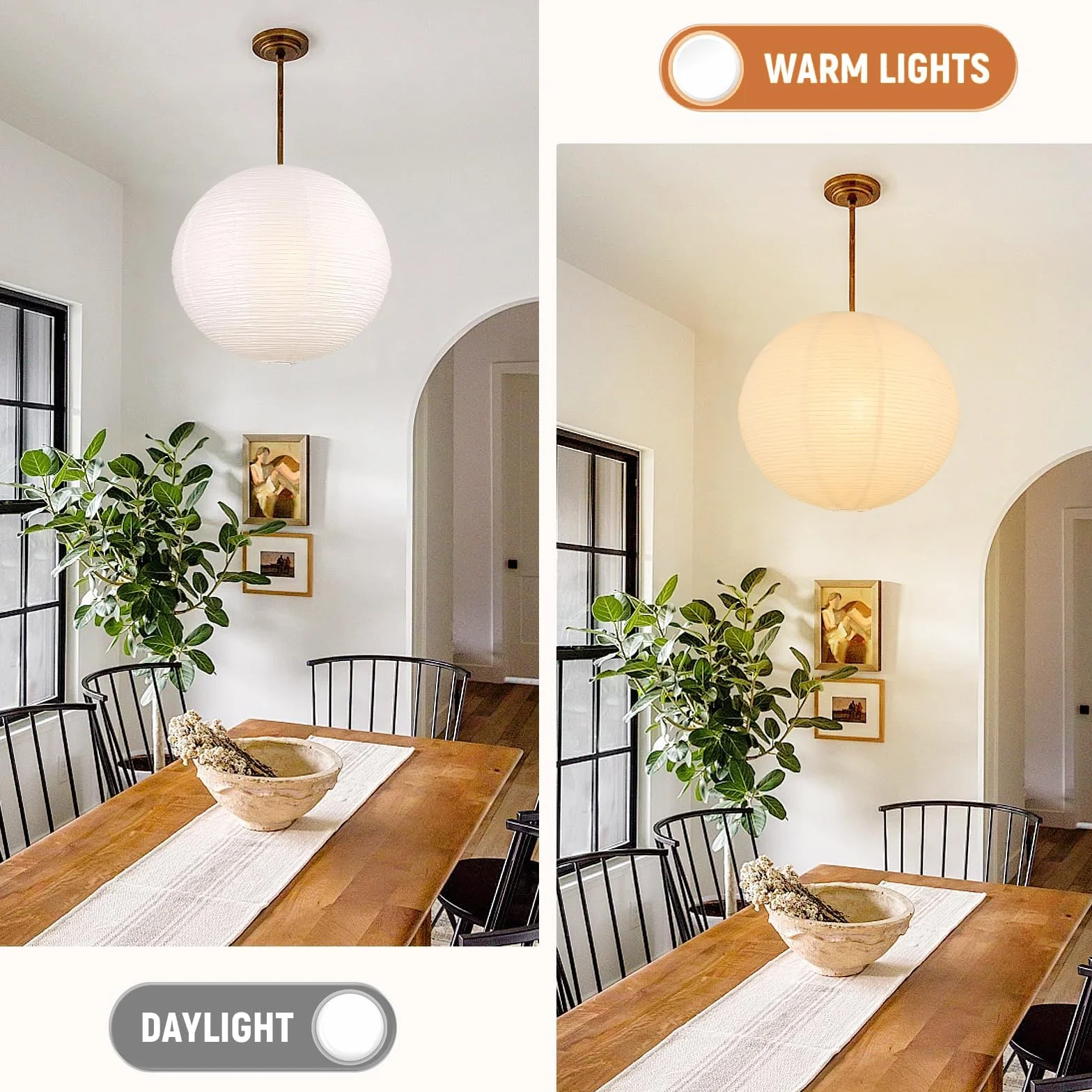 Paralume in Carta di Riso Spessa, Lanterne di Carta Rotonda Moderna, Lampadario Sospeso a Sfera per Illuminazione Ambiente, per Soggiorno, Camera da Letto, Hotel e Feste, 40 cm
