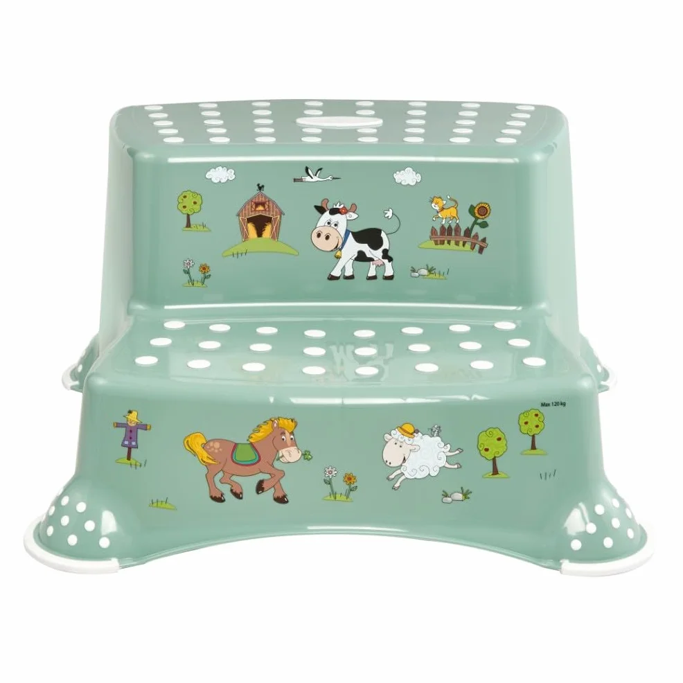 Keeper Scaletta a Due Gradini Funny Farm 3-14 Anni Antiscivolo Nordic Green