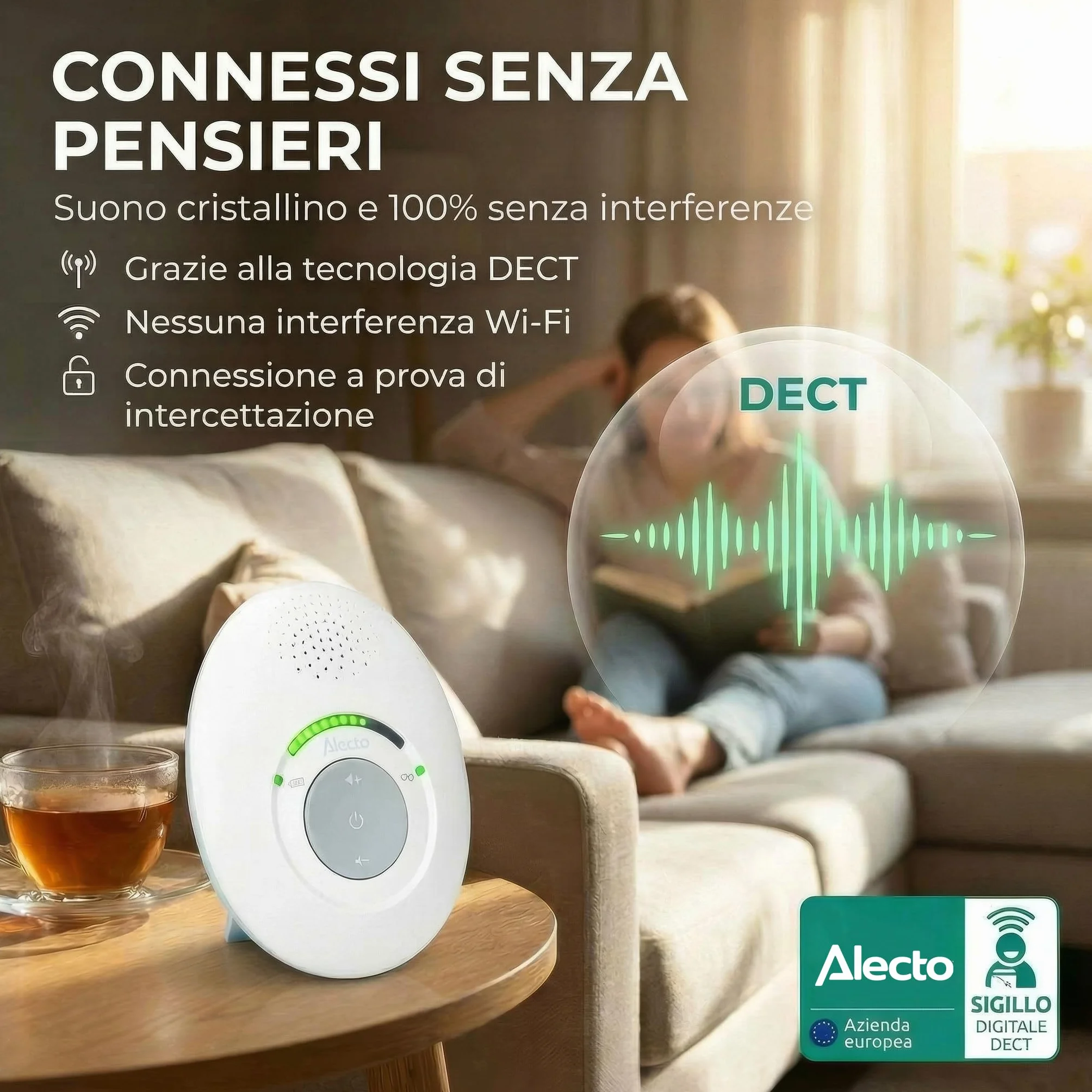 Alecto DBX110 Babyphone Audio Babymonitor digitale DECT 300 m LED VOX bianco