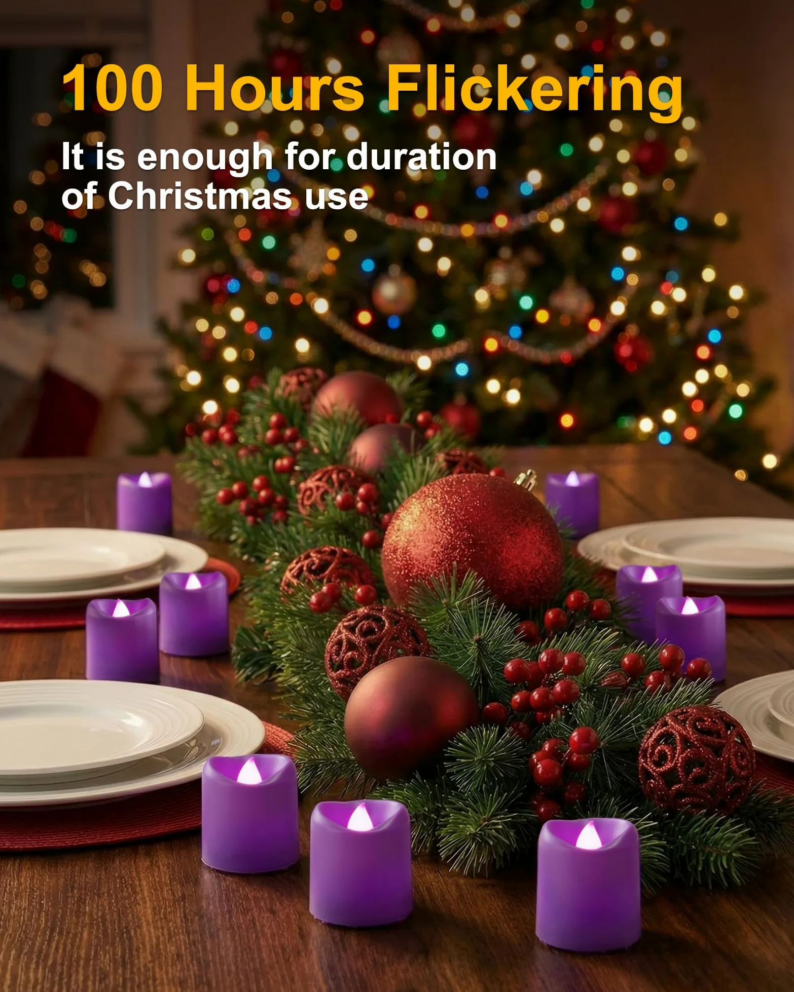 5plots Confezione da 24 candele viola senza fiamma, candele votive tremolanti, 100 ore alimentate a batteria, per matrimoni, feste, centrotavola, decorazioni per la casa, Halloween, Natale, proposte