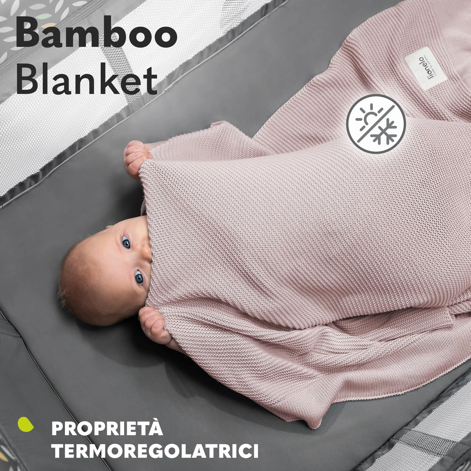 Lionelo Bamboo Blanket 100x75cm Leggera Coperta Neonato Bambù 100% Cotone Naturale Morbido Antibatterico Ipoallergenico Antimicotico
