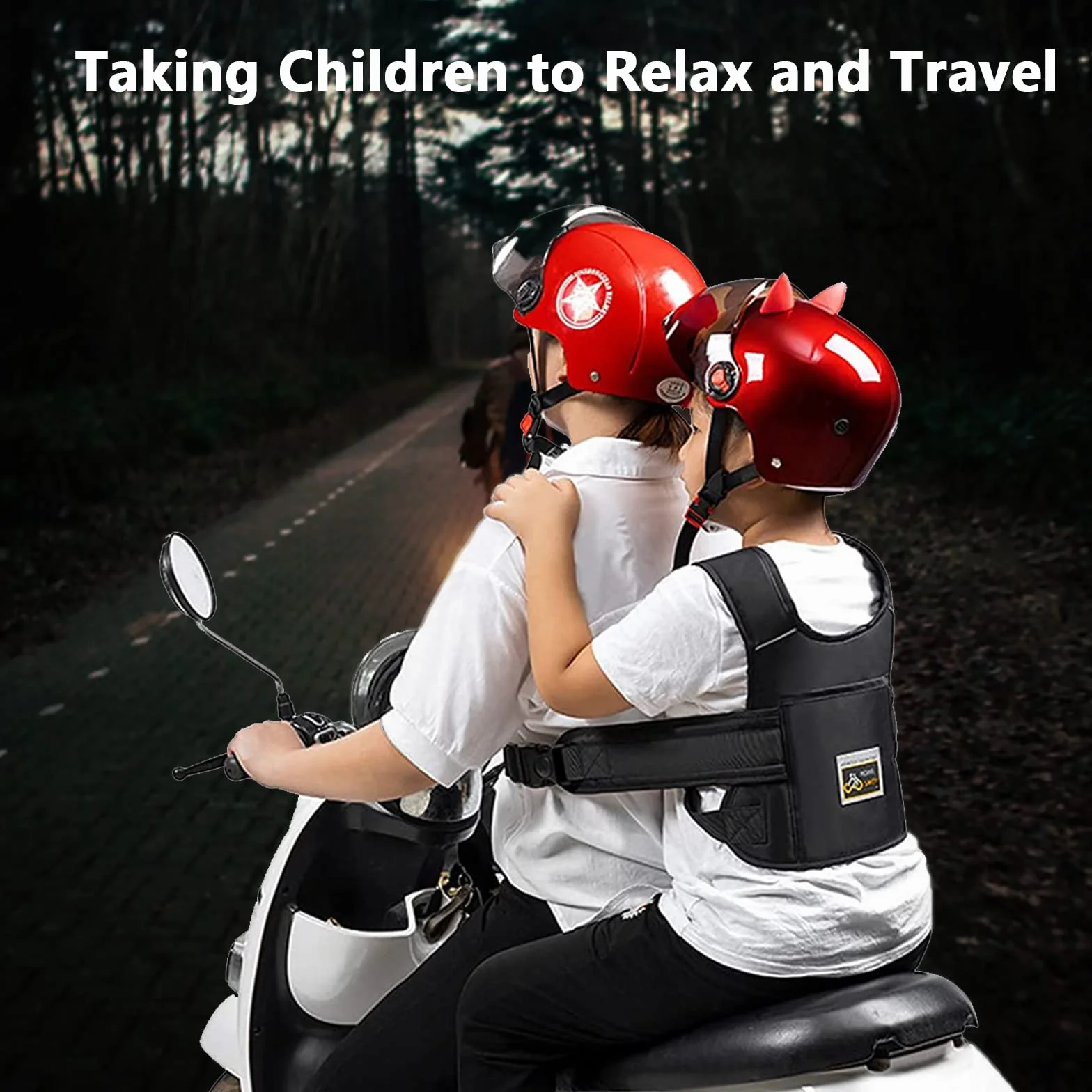 Cintura Moto Bambini Omologata Con Tasca E Strisce Riflettenti Protezione Anticaduta 1-12 Anni