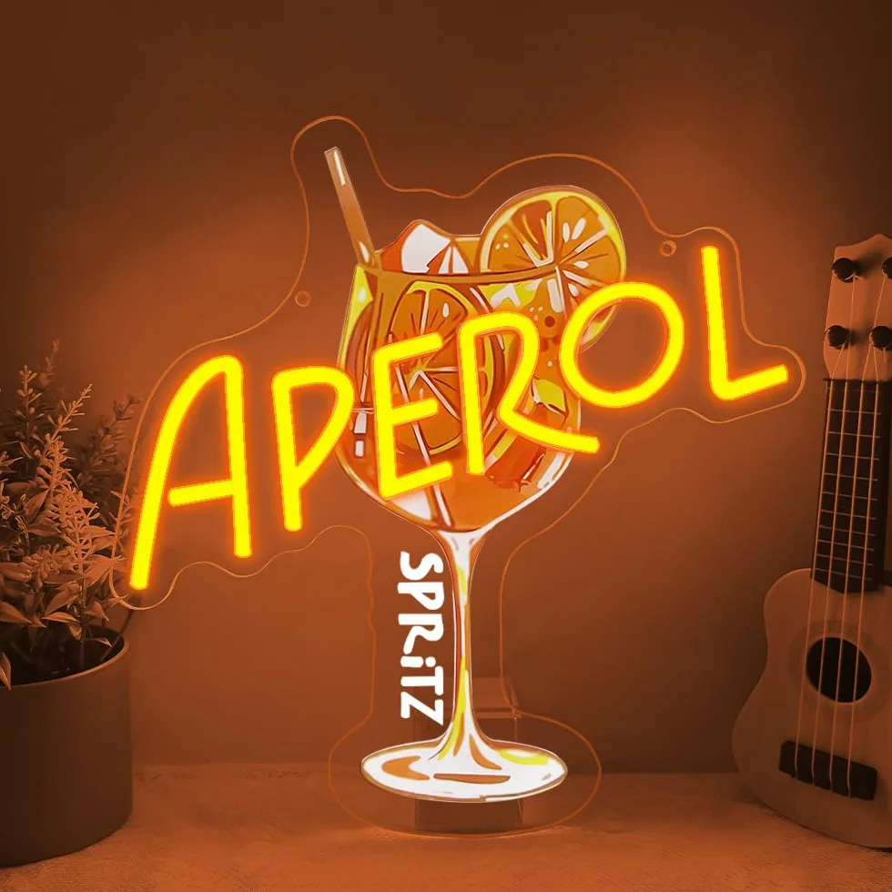 Aperol Spritz - Targa a LED per cocktail, decorazione da parete per casa, bar, camera da letto, club, feste, pub, ristorante, negozio, Holy Aperoli, insegna al neon per uomini e donne alimentato USB