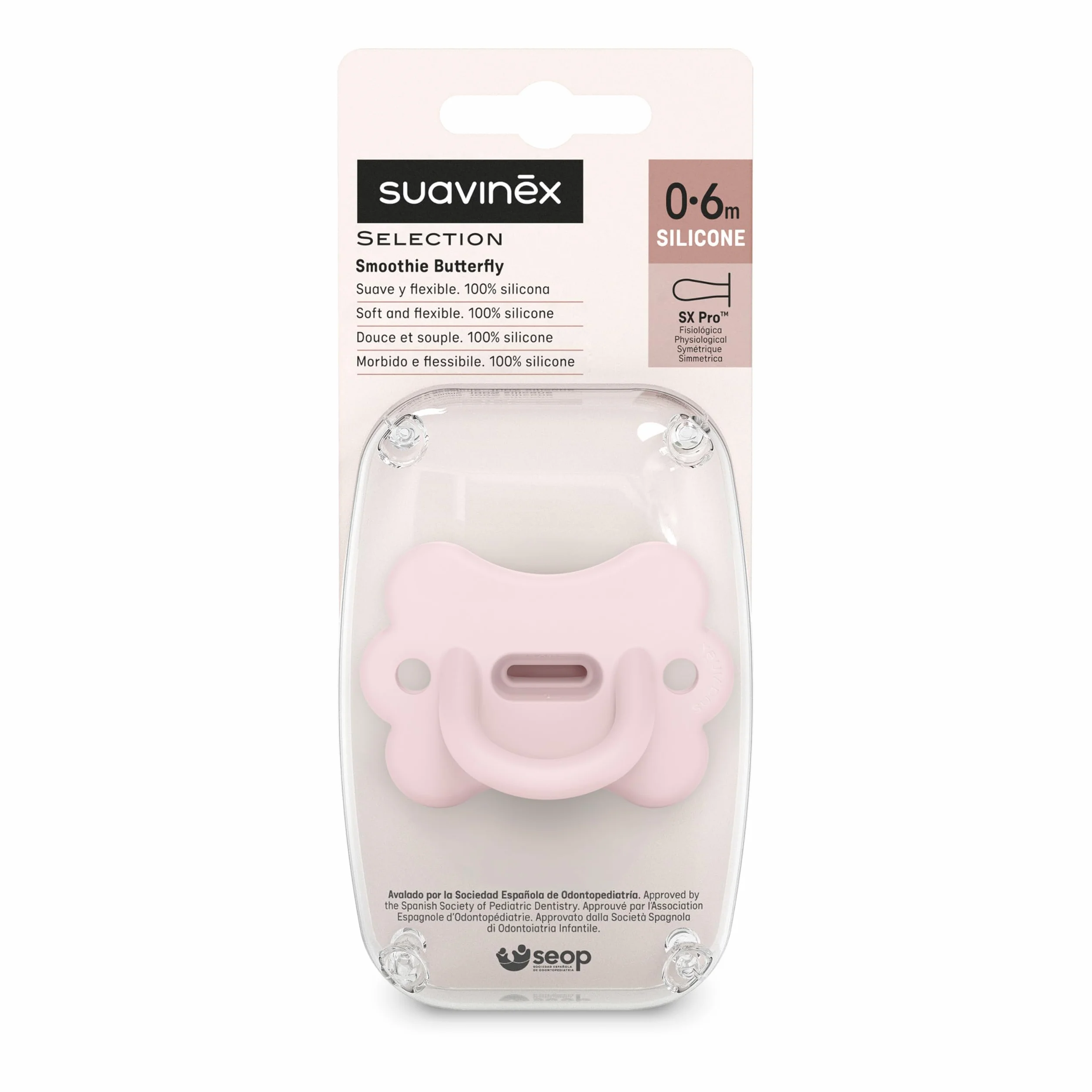 Suavinex Ciuccio Tutto Silicone Neonati 0/6 Mesi Tettarella Fisiologica Sx Pro Rosa
