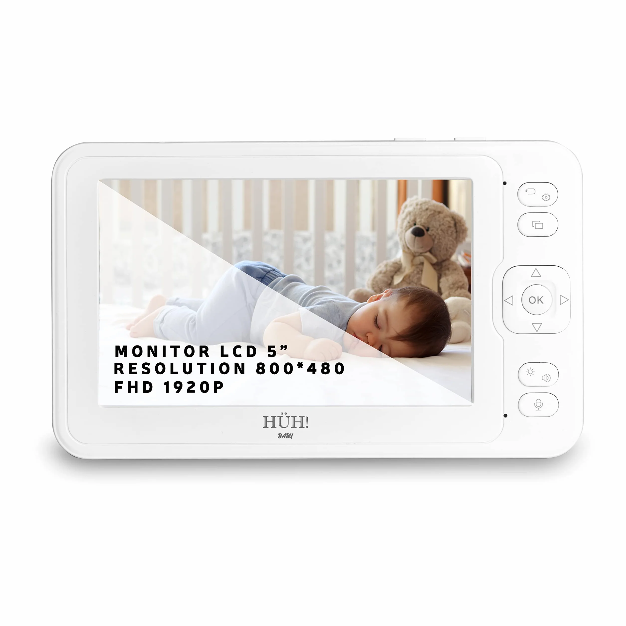 Baby Monitor Video e Audio 5" Senza WiFi Telecamera Neonati HD Visione Notturna Audio Bidirezionale VOX Batteria 3600mAh