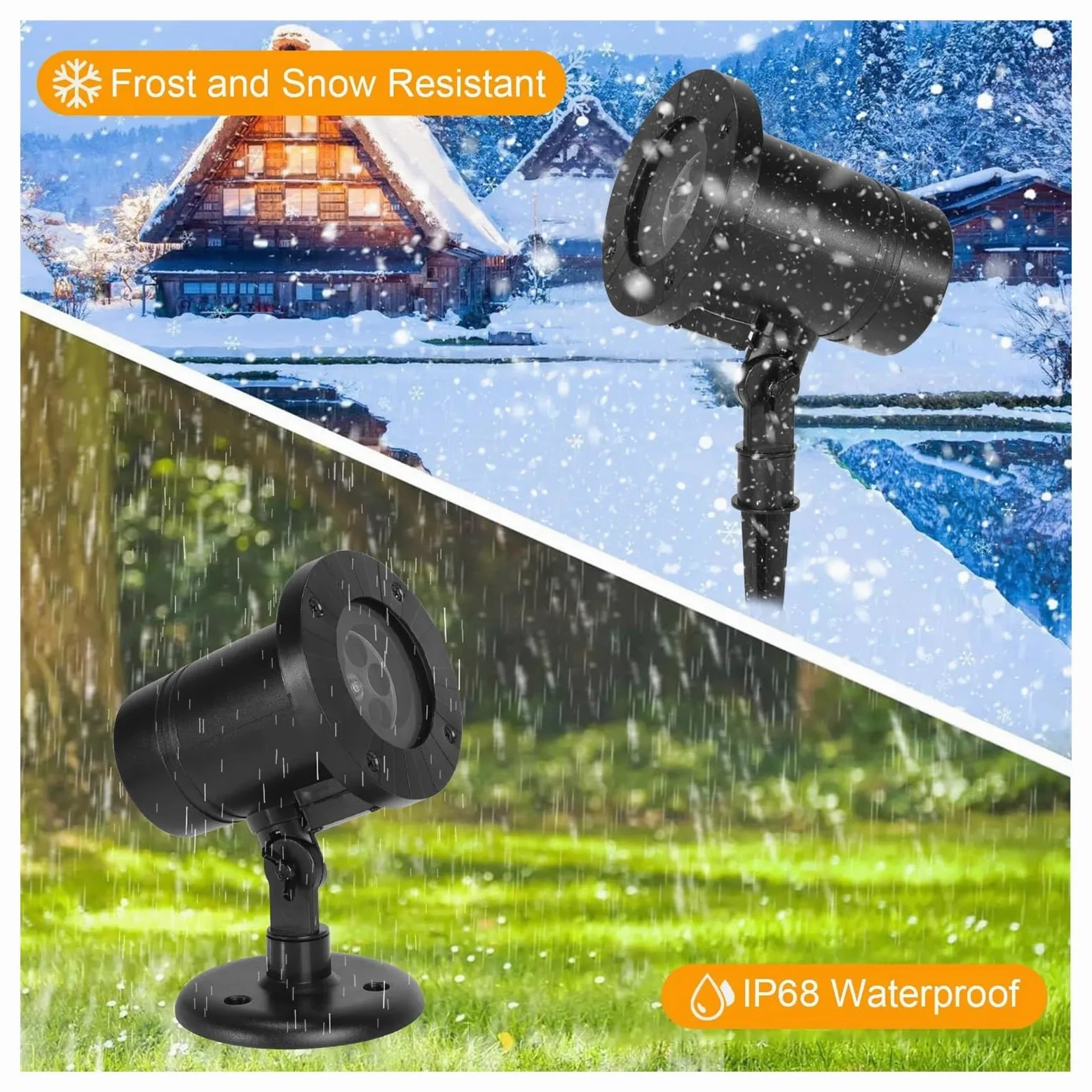 Proiettore di Neve Natalizio IP65 Impermeabile per Esterni, proiettore LED a Fiocchi di Neve, Lampada di proiezione Rotante di Neve Bianca Che Cade, Spettacolo di luci di Natale (Fiocchi di