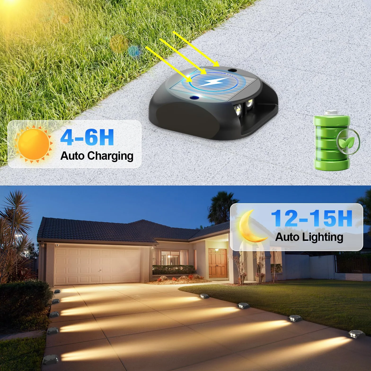 Quntis 8 Pezzi Segnapasso LED Esterno Solare Luce Calda Bianca 3000K, Luci Solari da Scale Impermeabilità IP65, Lampada Solare per Terra Sentieri Marciapiede Giardino Faretti Segna Passi Solari