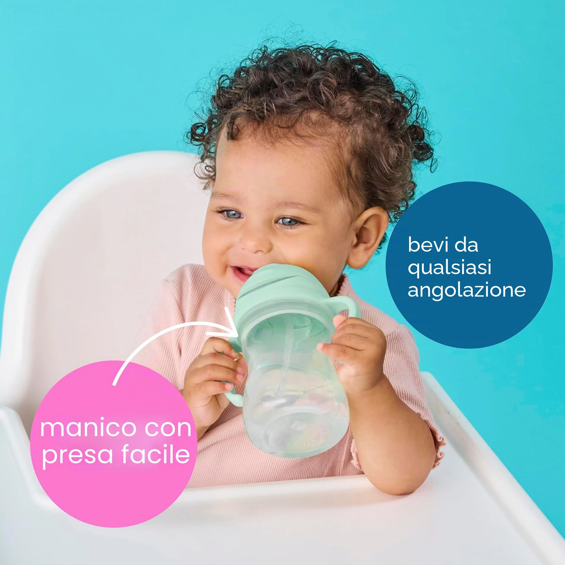 b.box Tazza con Cannuccia Antigoccia 240 ml 6+ Mesi Senza BPA Lavabile in Lavastoviglie