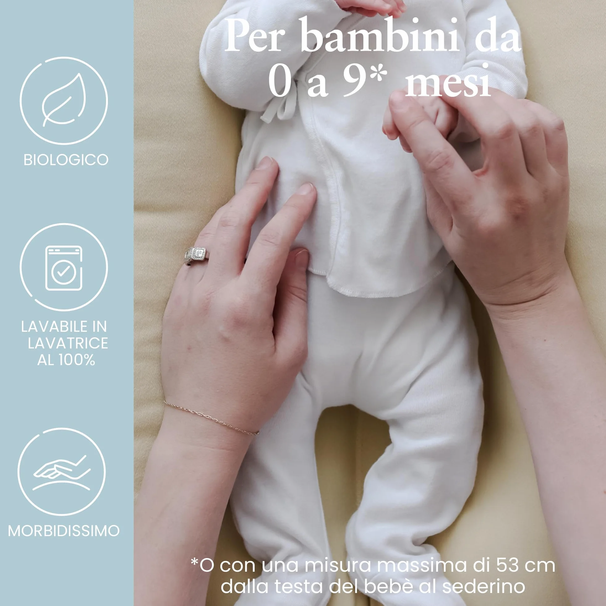 Snuggle Me® Nido Neonato 0-9 Miesiąc - Poduszka Gniazdo z Bawełny Organicznej, Wypełnienie Fibrefill, Pranie w Pralce, Torba Podróżna Honey